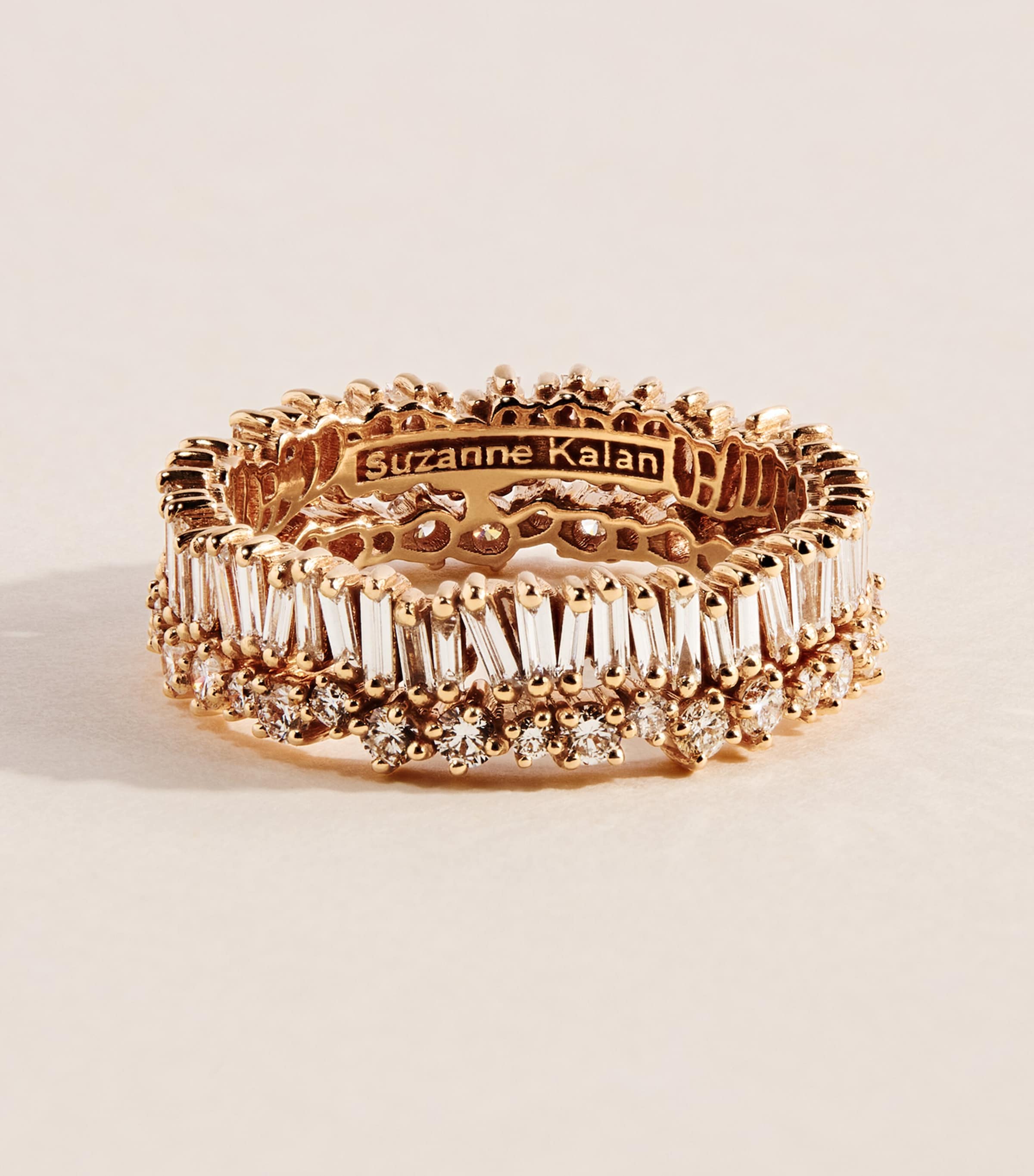 Suzanne Kalan Rose Gold and Diamond Classic Short Stack Eternity Ring Rg/wd