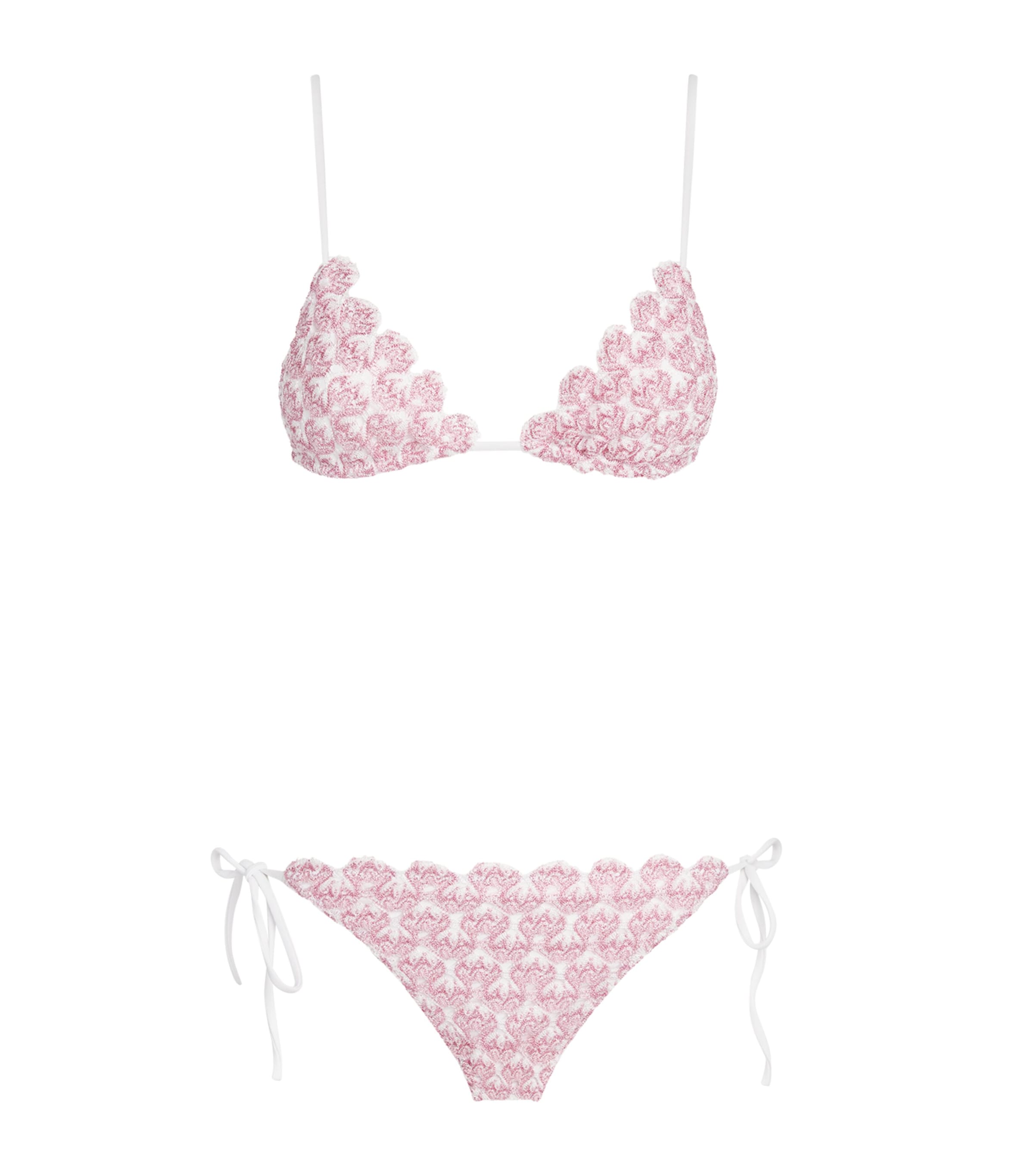 Missoni Womens Metallic Jacquard Triangle Bikini Pink