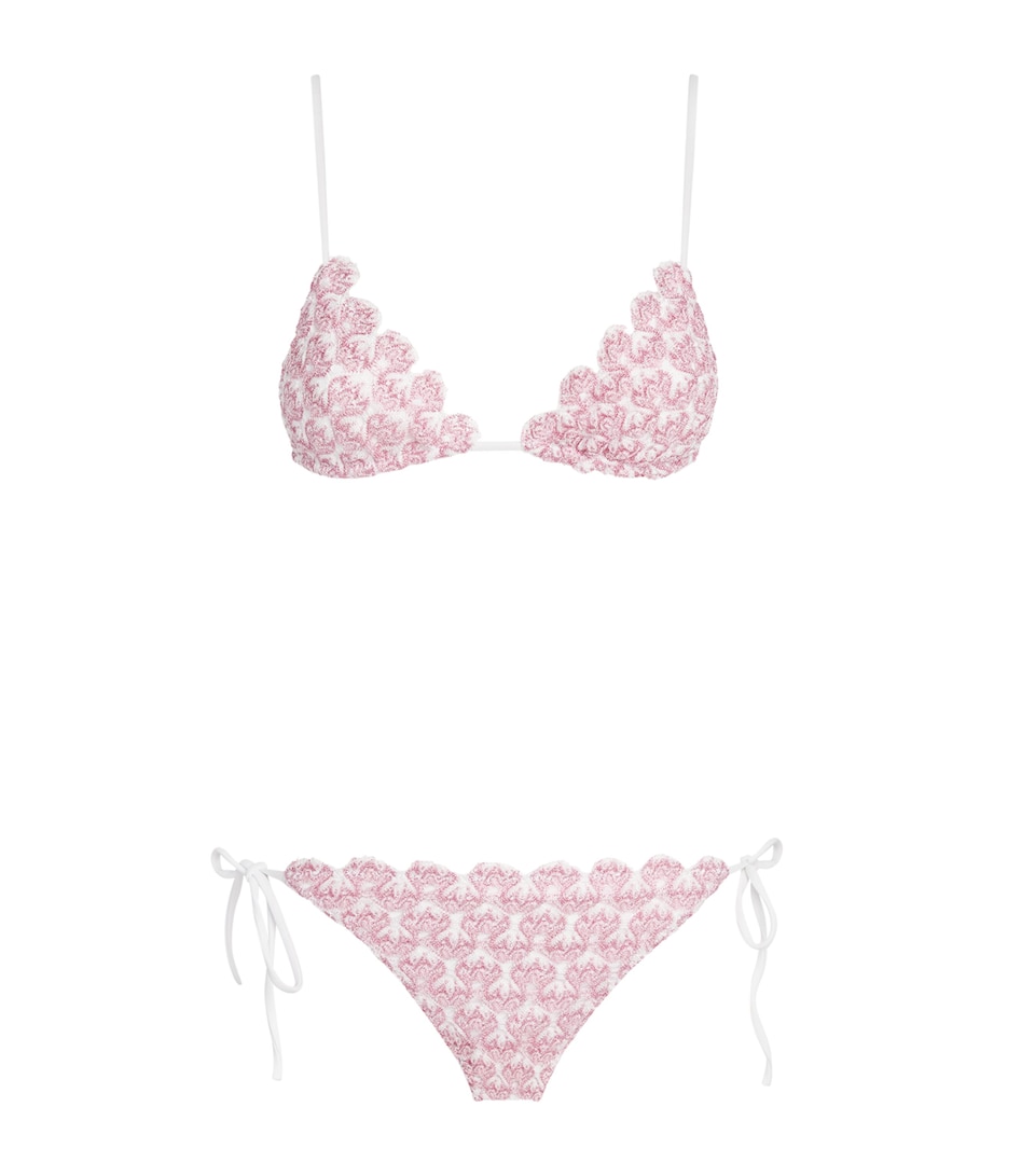 Missoni Womens Metallic Jacquard Triangle Bikini Pink