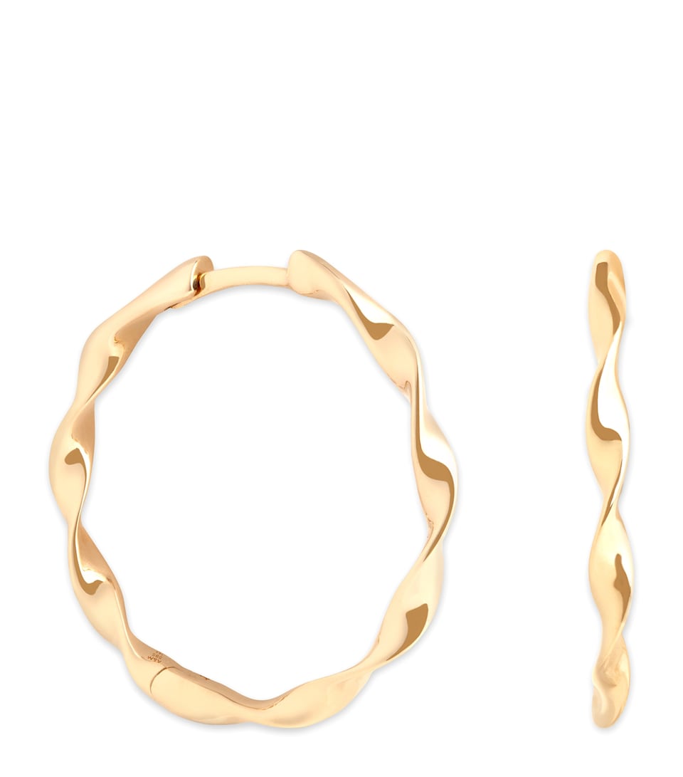Large Yellow Gold Twist Hoop Earrings