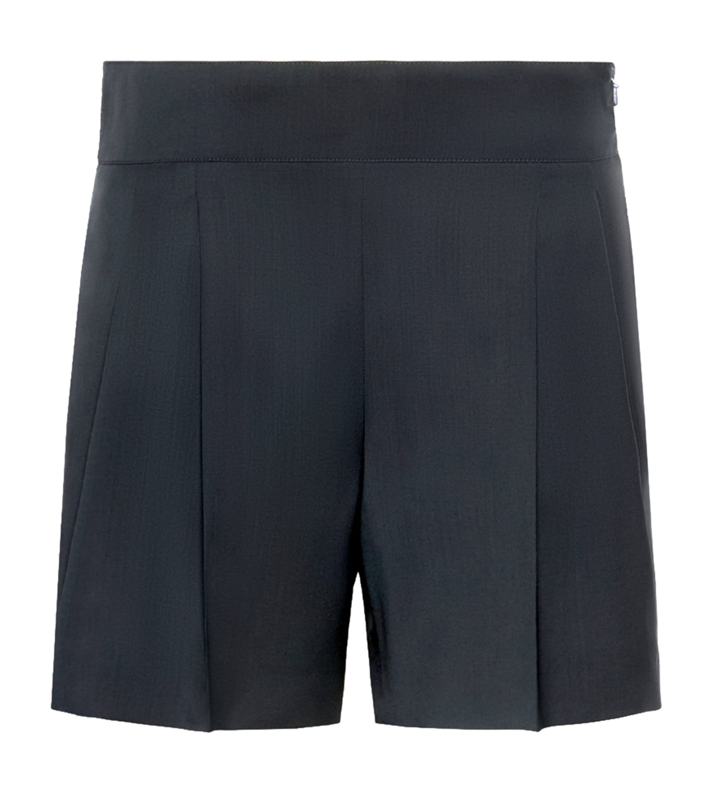 Max Mara Womens Virgin Wool Pleated Shorts Ultramarine