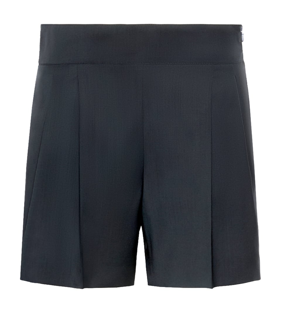 Max Mara Womens Virgin Wool Pleated Shorts Ultramarine