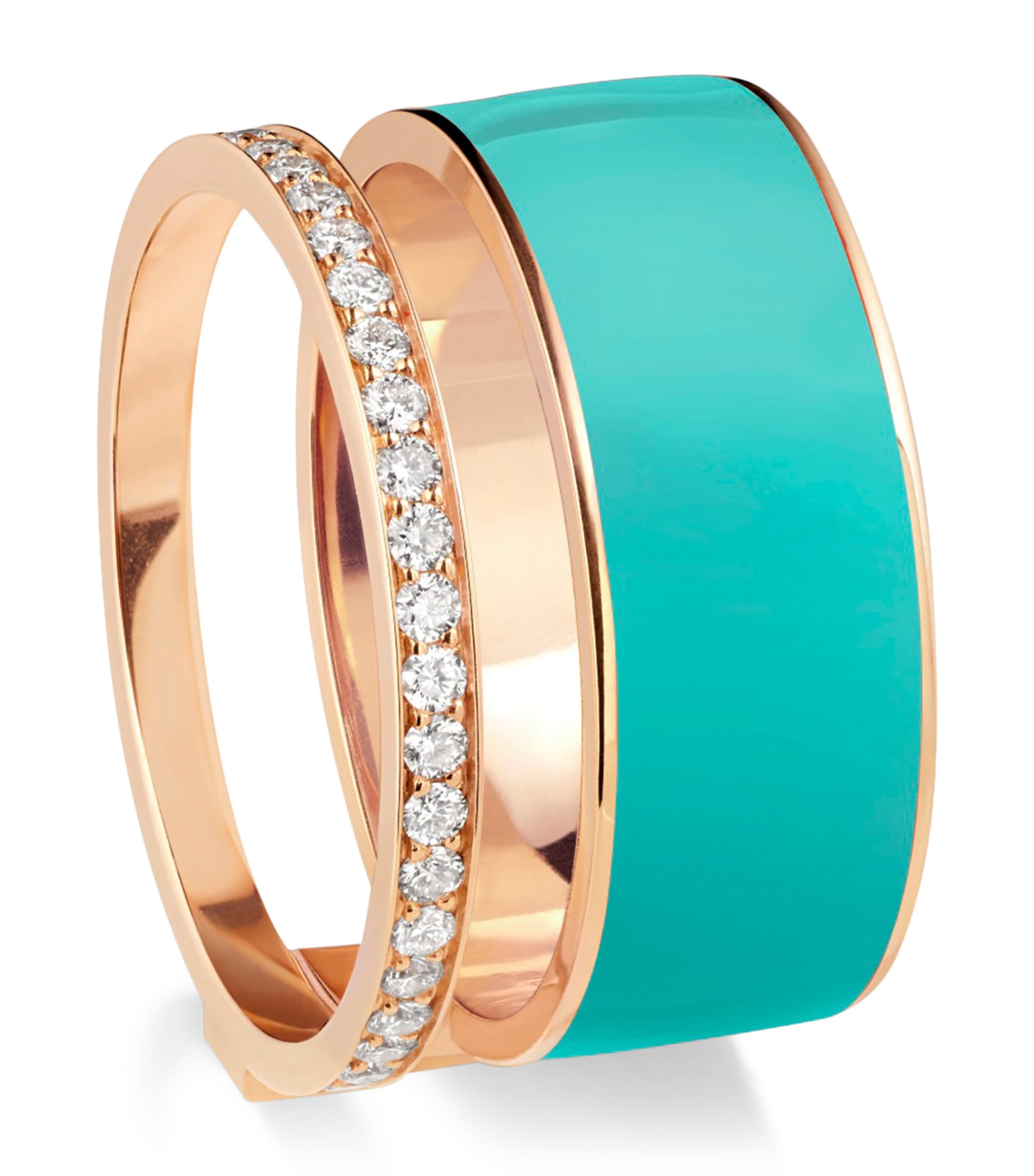 Repossi Pink Gold, Diamond and Enamel Berbere Ring Pink Gold