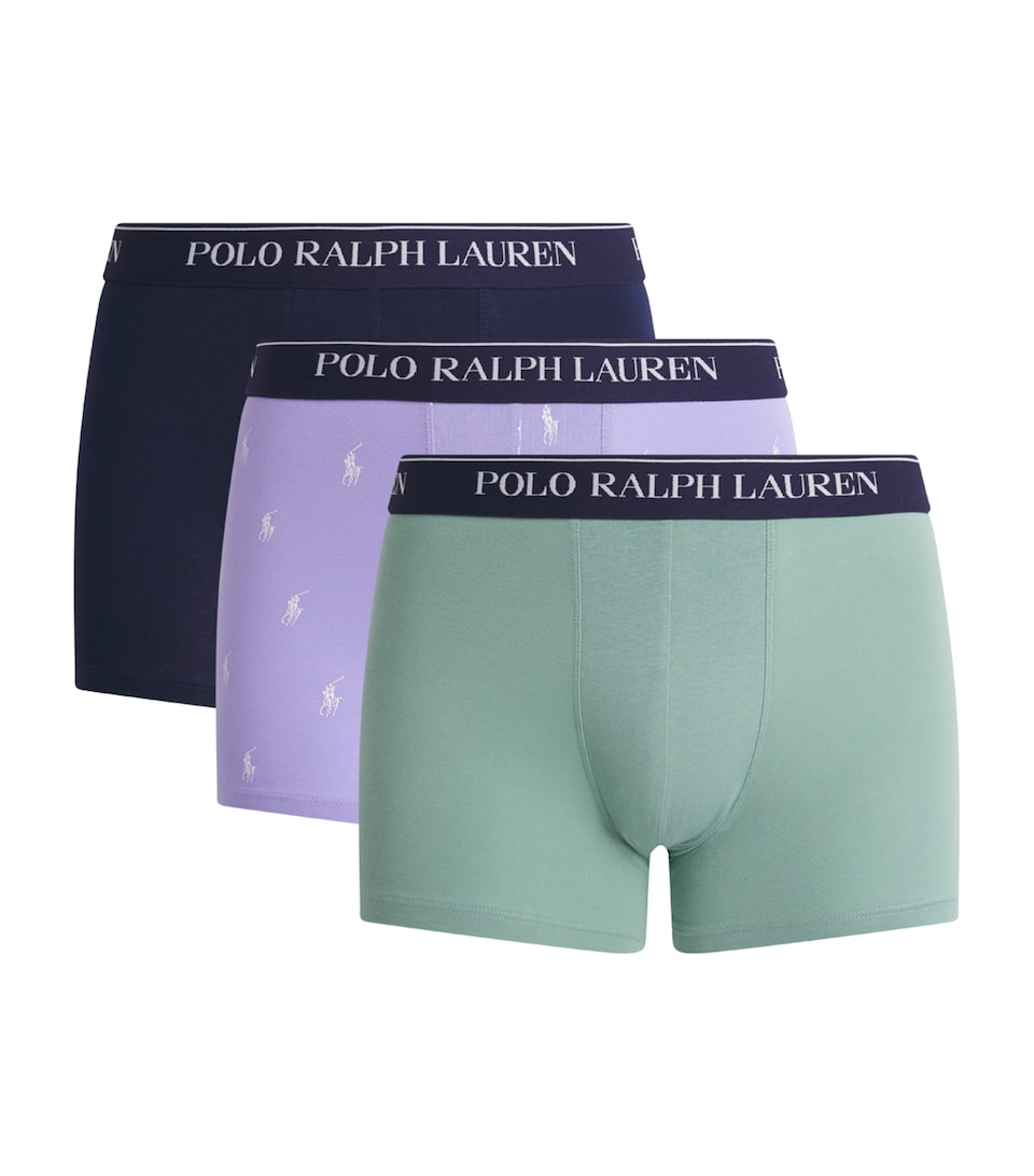 Polo Ralph Lauren Mens Stretch-Cotton Classic Trunks (Pack of 3) Nvy/fd Mint/lavn
