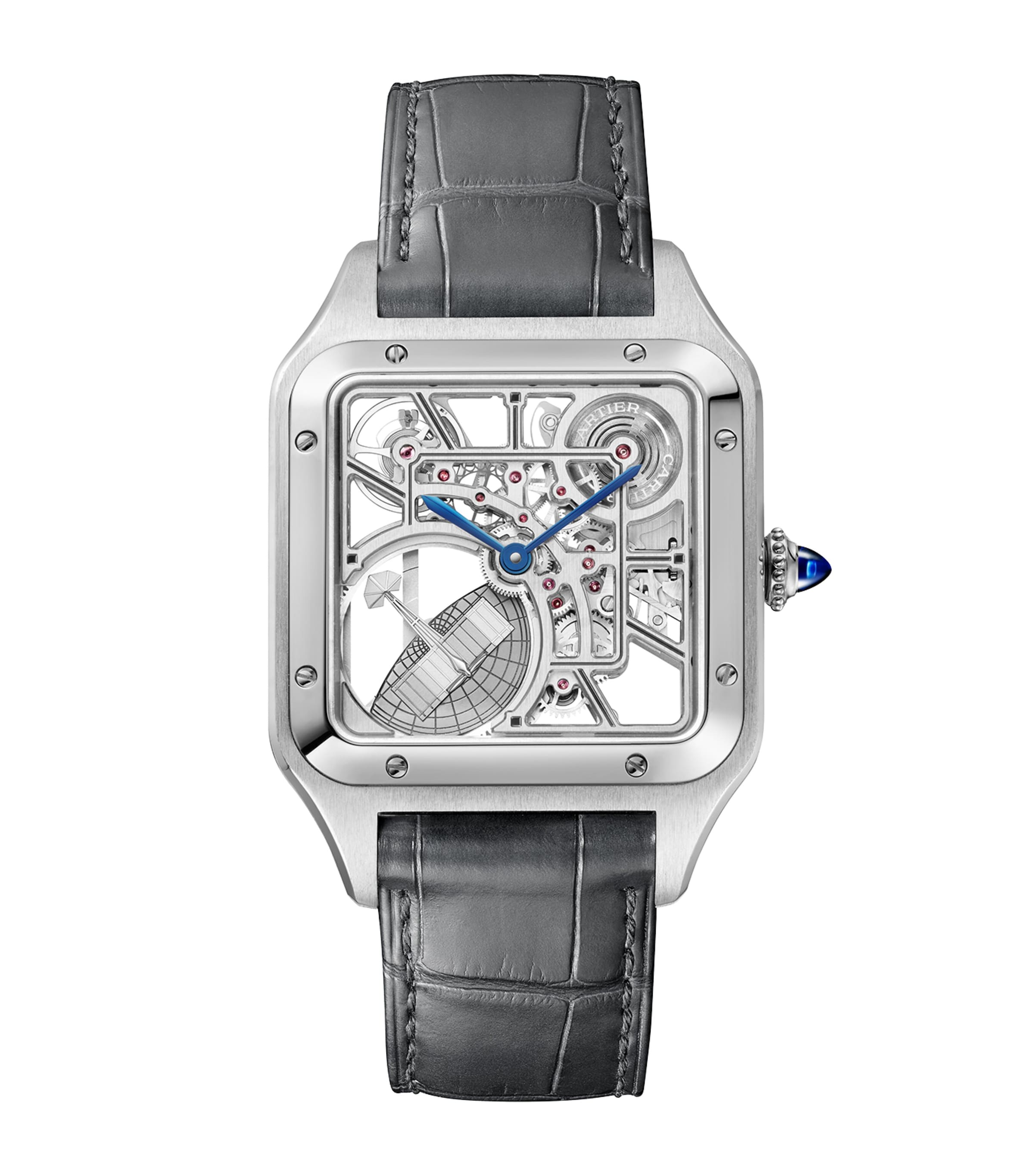 Cartier Stainless Steel Santos-Dumont Skeleton Watch 31mm Steel