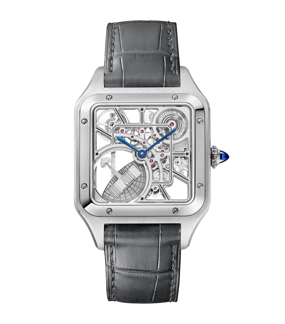 Cartier Stainless Steel Santos-Dumont Skeleton Watch 31mm Steel