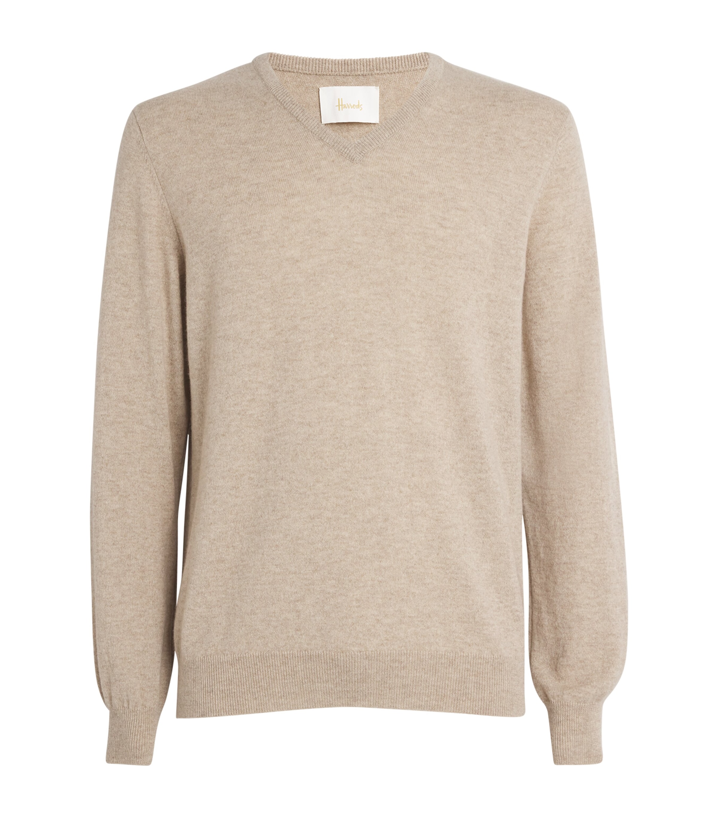 Harrods Mens Cashmere V-Neck Sweater Dark Medium Dyed