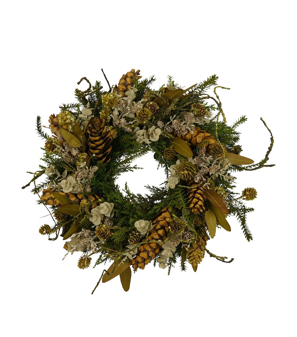 Edelpink & Goldgrün Cones and Root Branch Wreath Brown/green