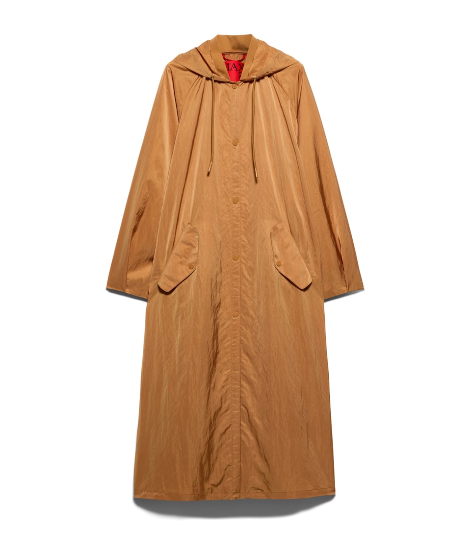MAX&Co. Womens Hooded Longline Raincoat Terra Cotta
