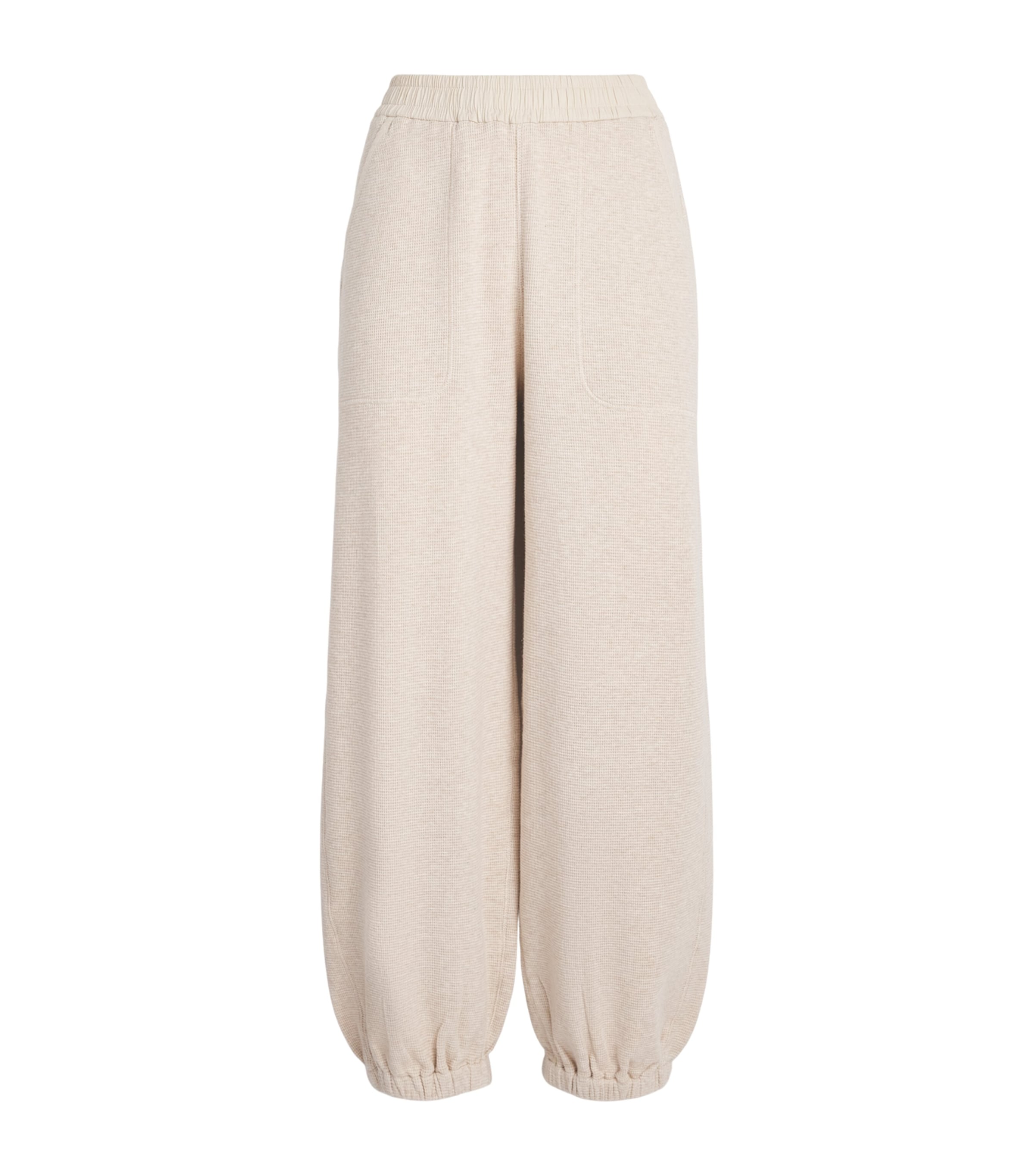 ME+EM Womens Stretch-Cotton Waffle Sweatpants Oatmeal