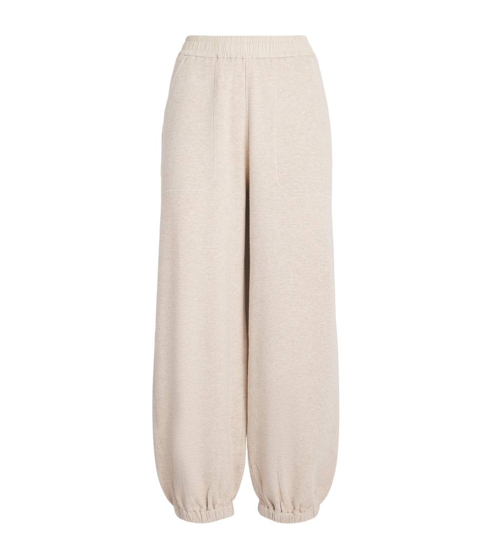 ME+EM Womens Stretch-Cotton Waffle Sweatpants Oatmeal