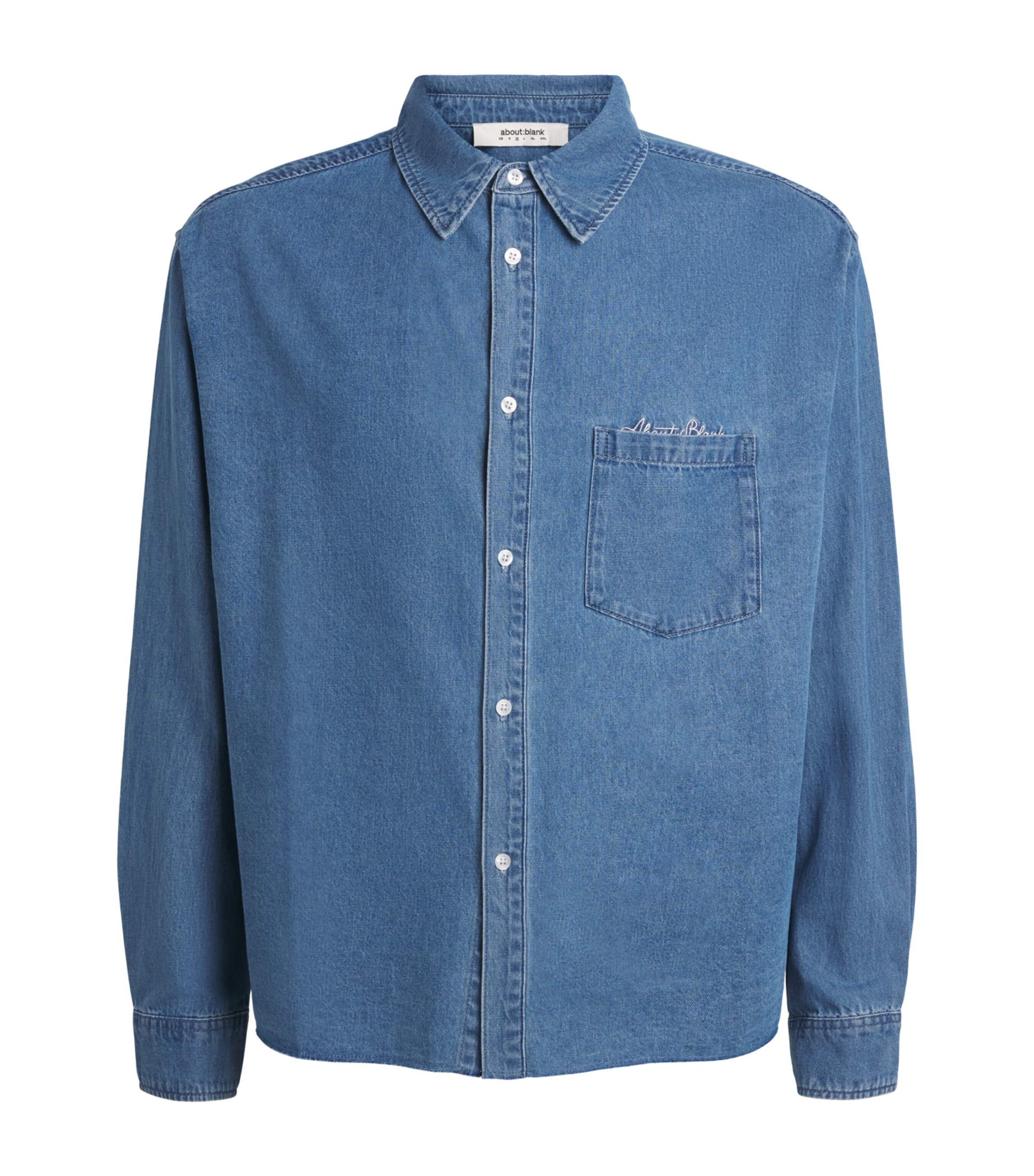 about:blank Mens Script Denim Shirt Blue Wash