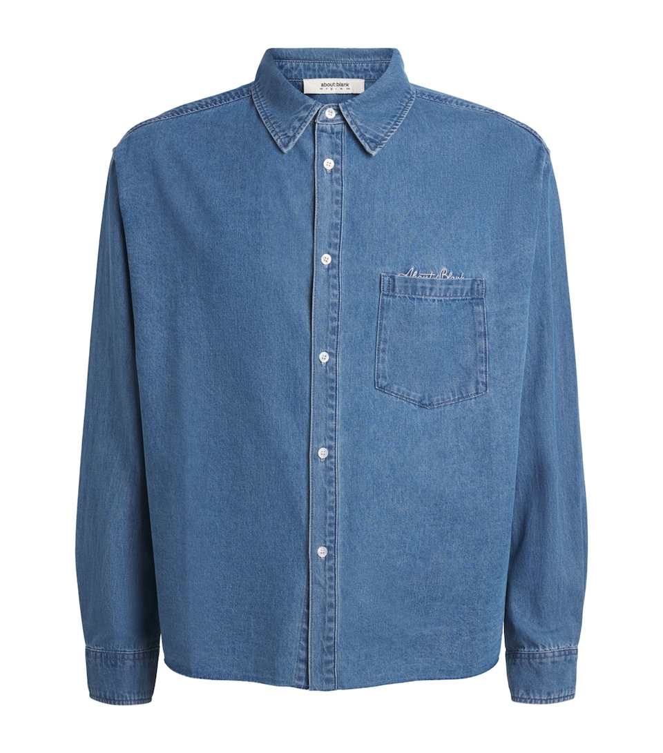 about:blank Mens Script Denim Shirt Blue Wash