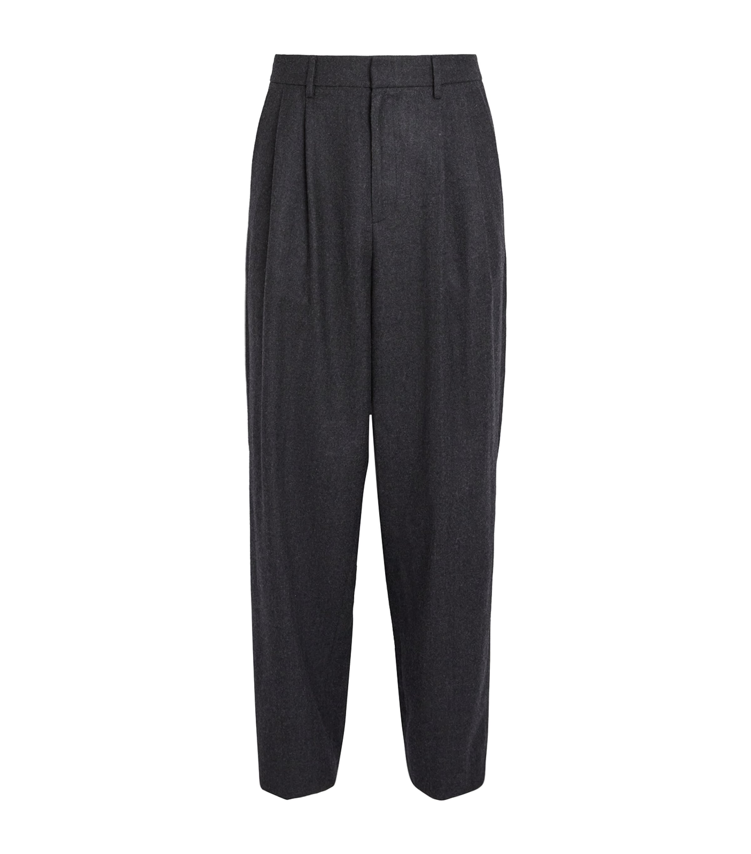 Le 17 Septembre Mens Wool Double-Pleated Trousers Charcoal