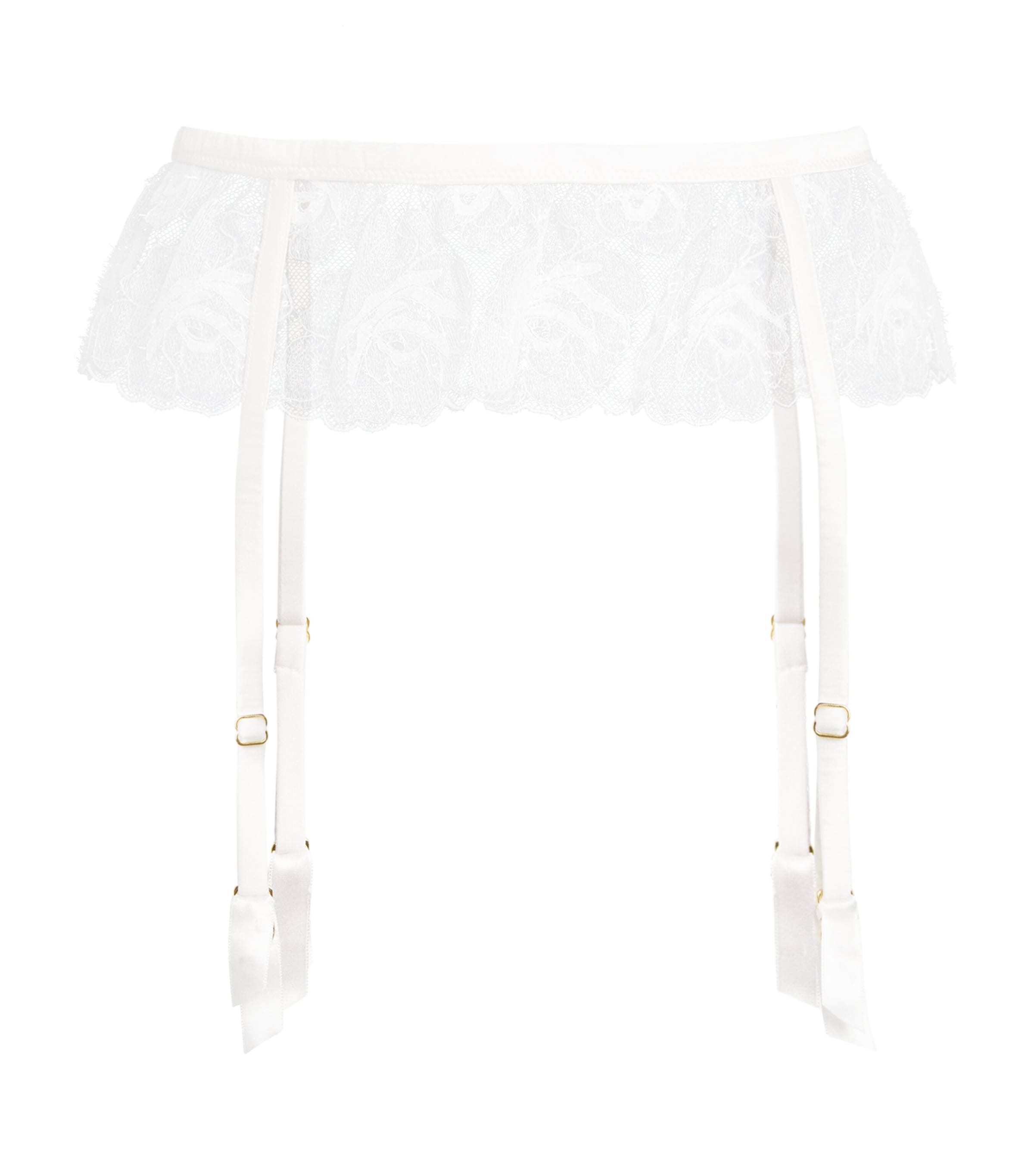 Kiki de Montparnasse Womens Lace Fleurs Veloutées Garter Belt Ivory