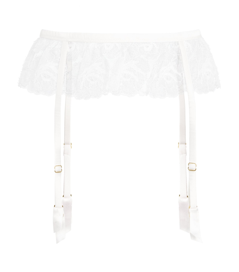 Kiki de Montparnasse Womens Lace Fleurs Veloutées Garter Belt Ivory
