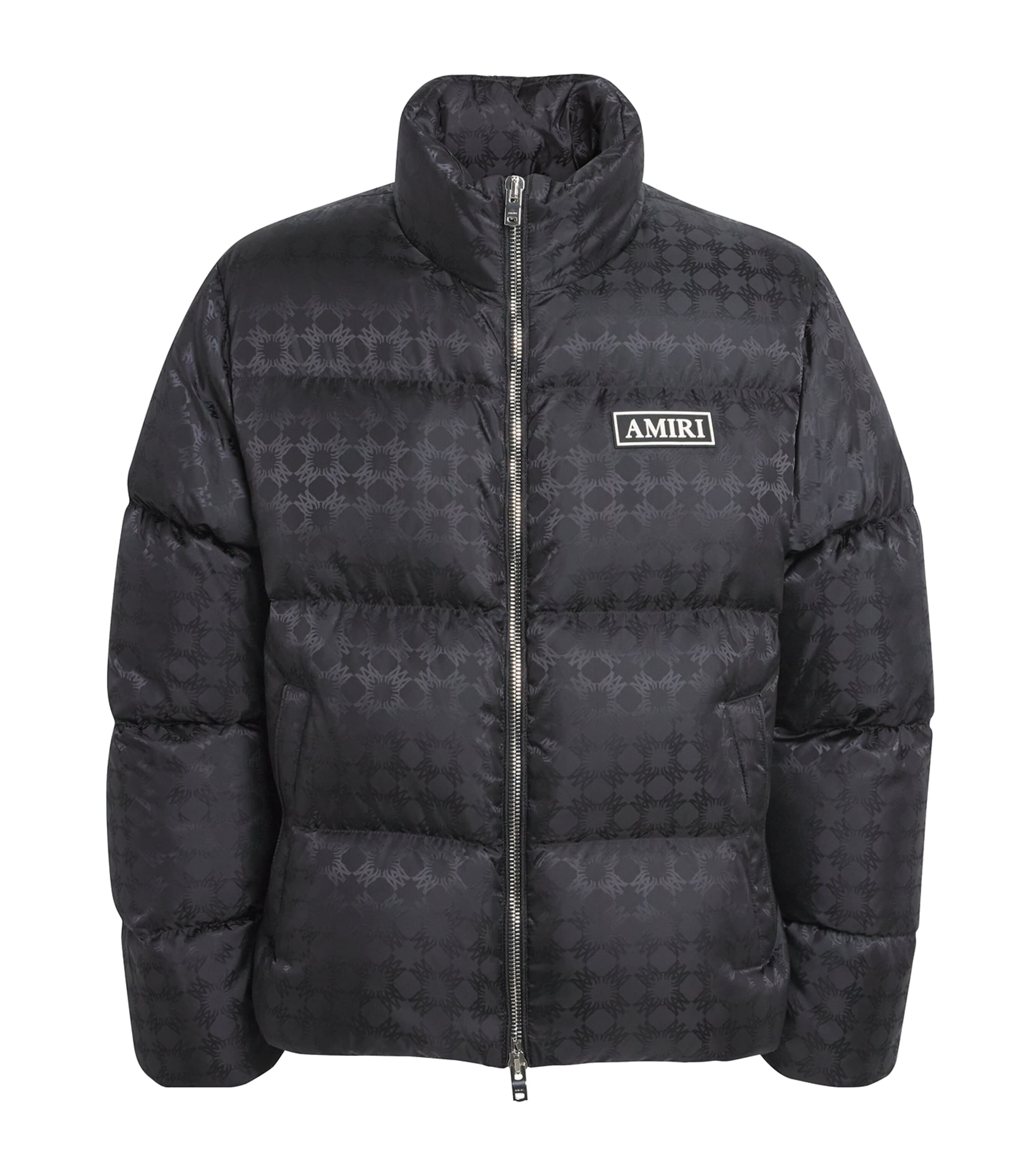 Down Jacquard Logo Puffer Jacket