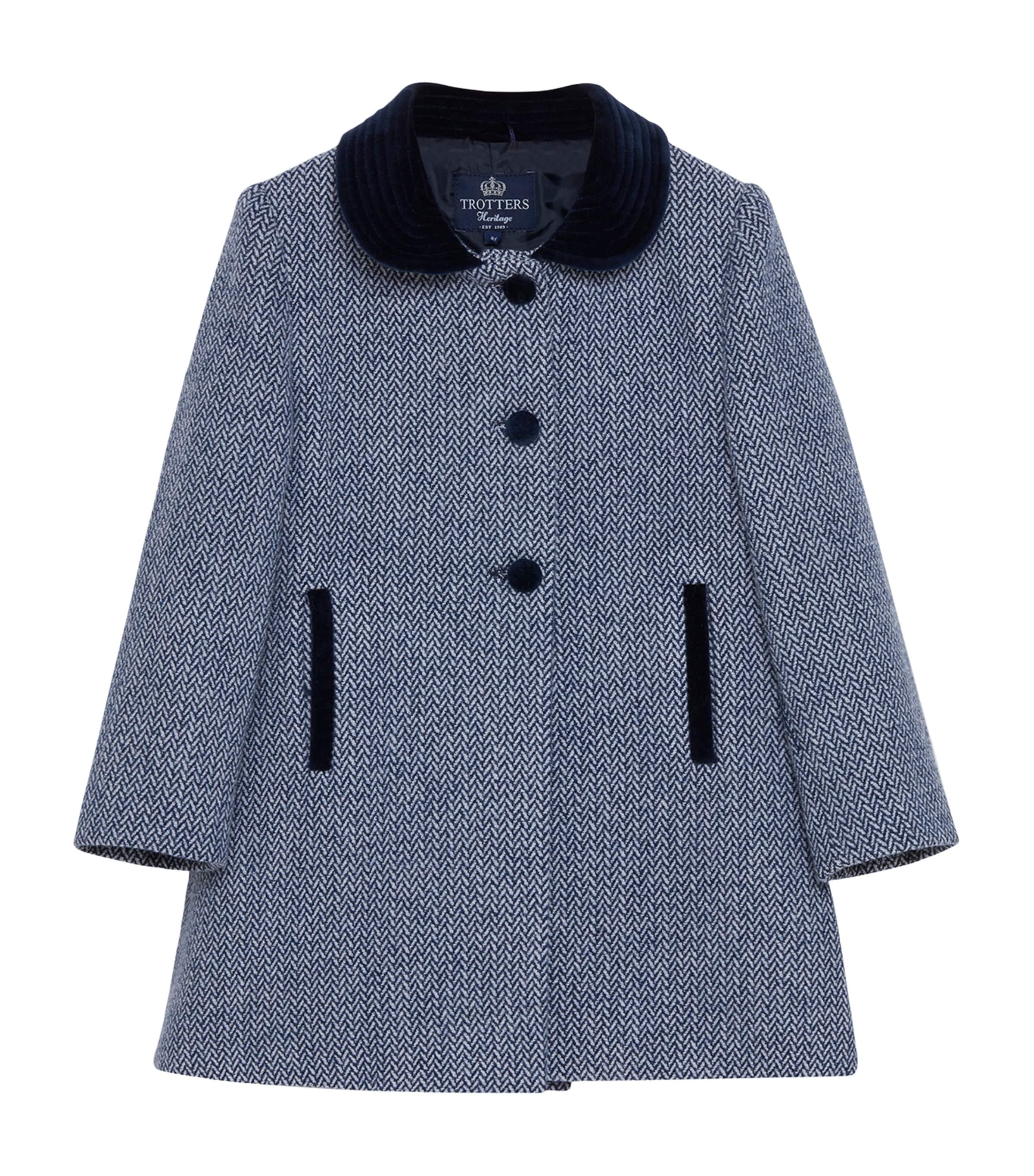 Trotters Matilda Swing Coat (6-11 Years) Naby Herringbone