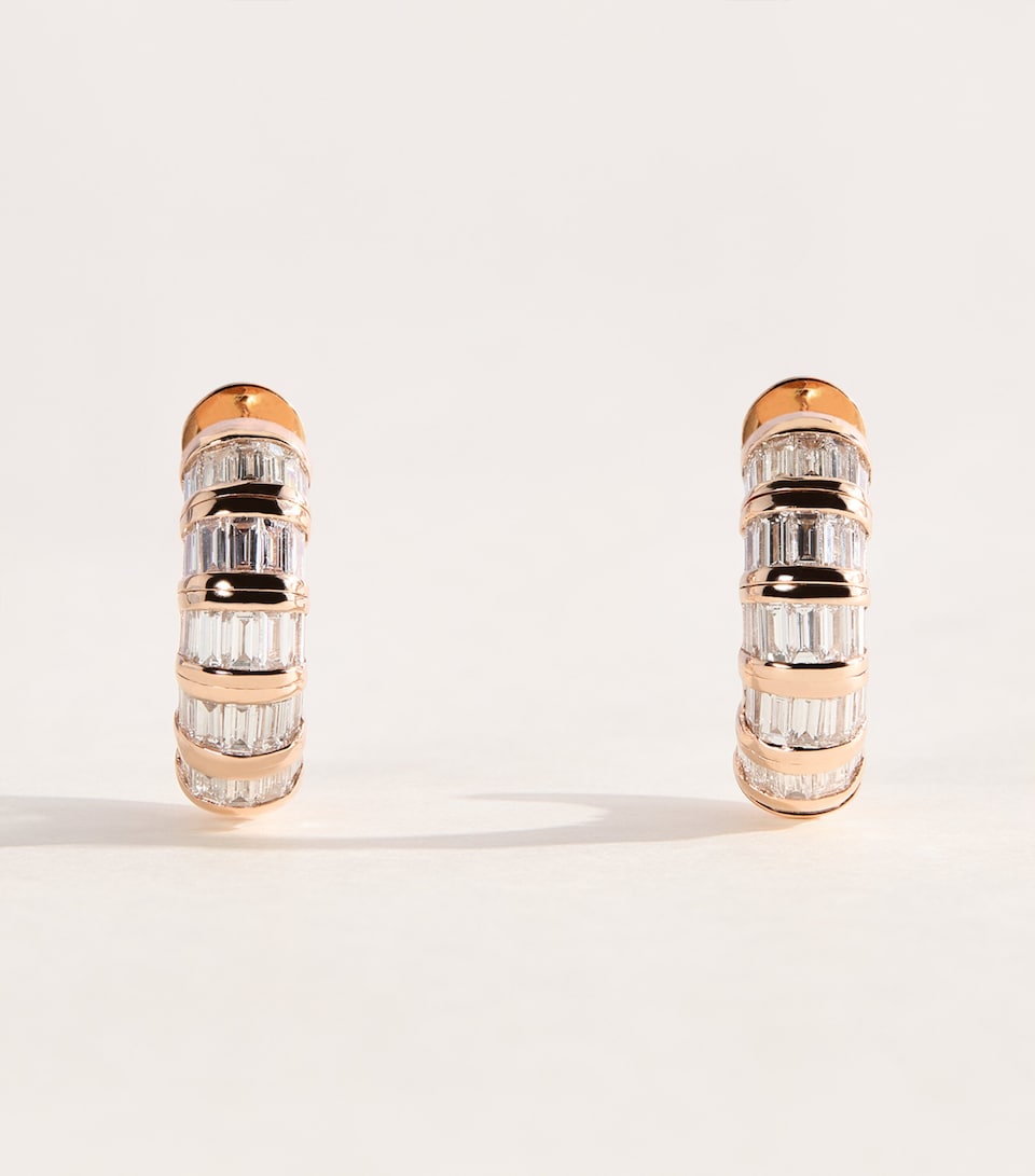 SHAY Rose Gold and Diamond Baguette Earrings Rose Gold