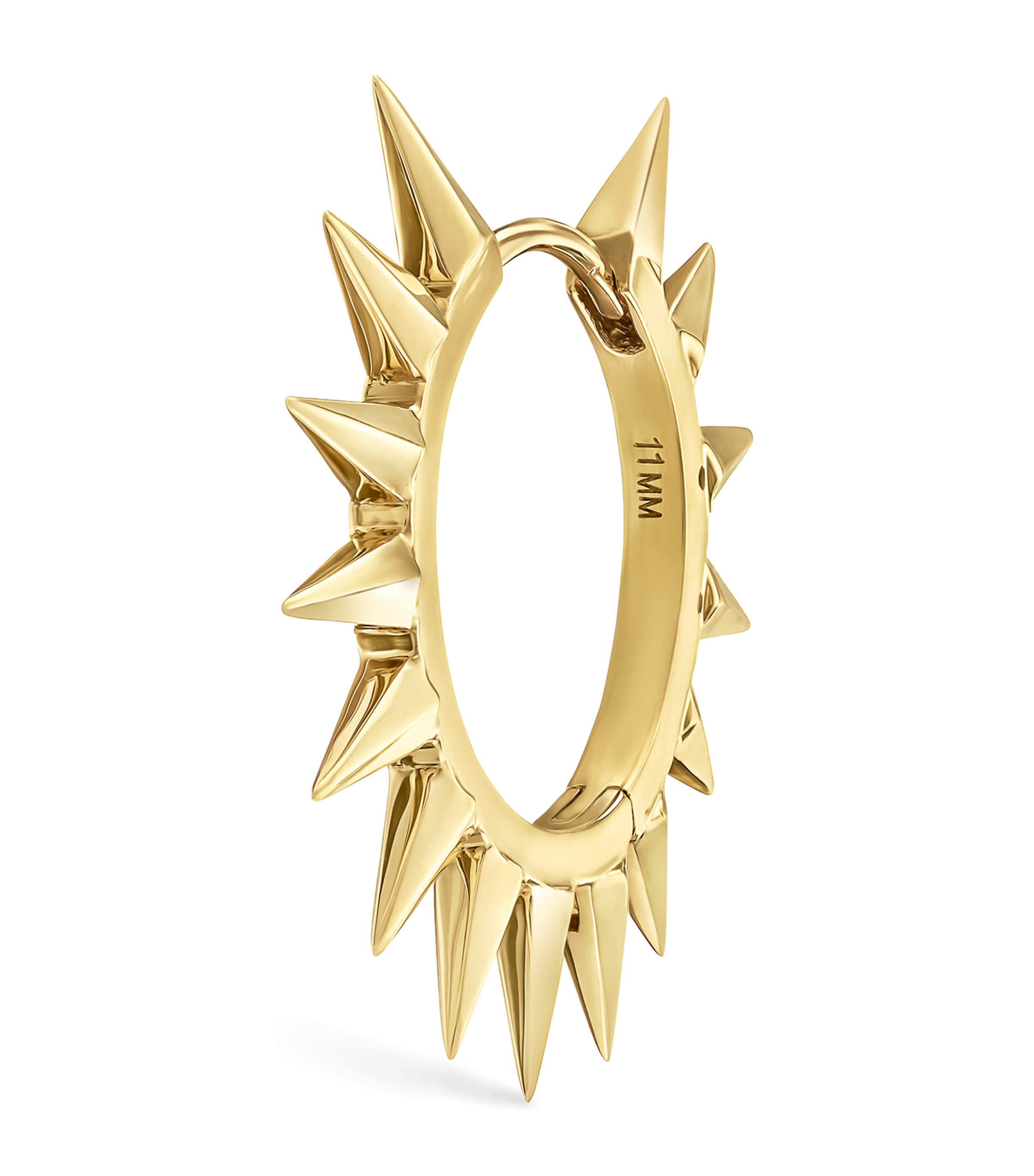 Yellow Gold Metal Mohawk Hoop Earring (11mm)