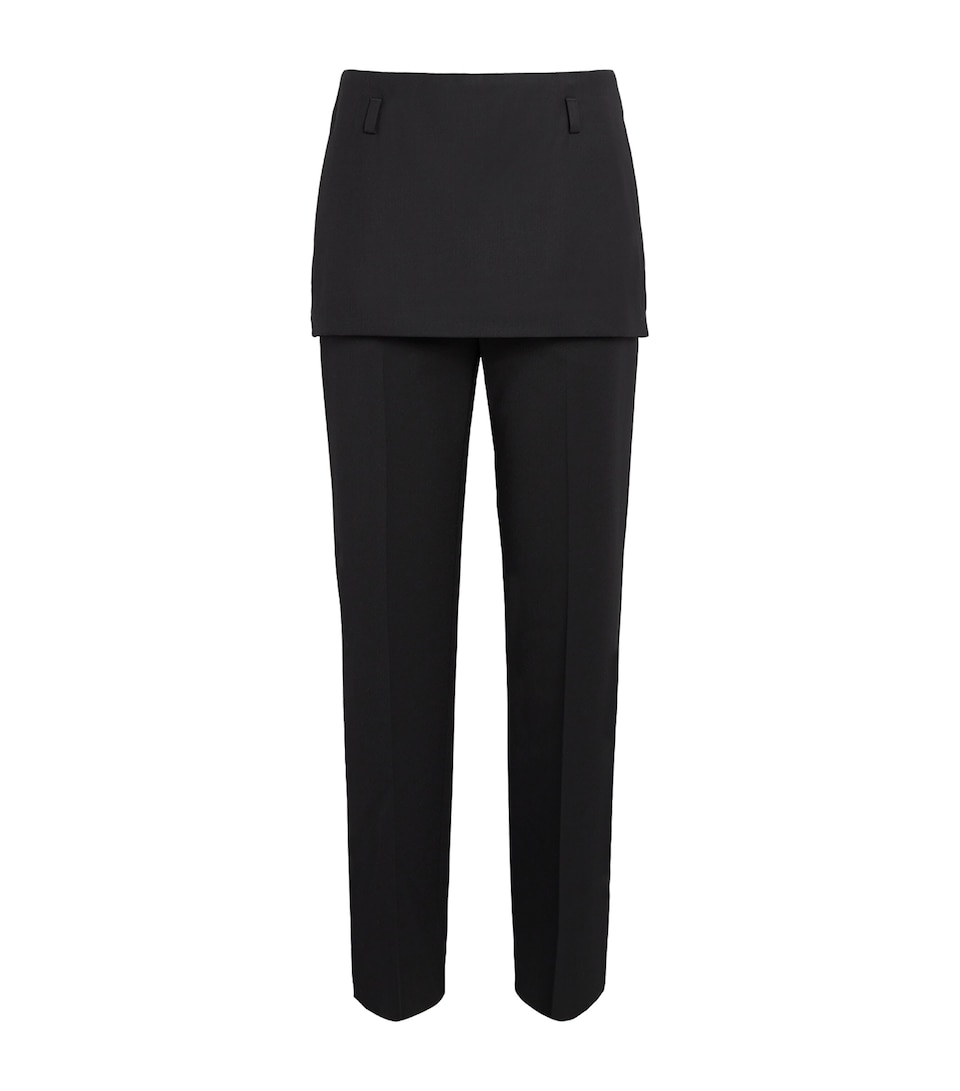 Wool Skirt-Detail Trousers