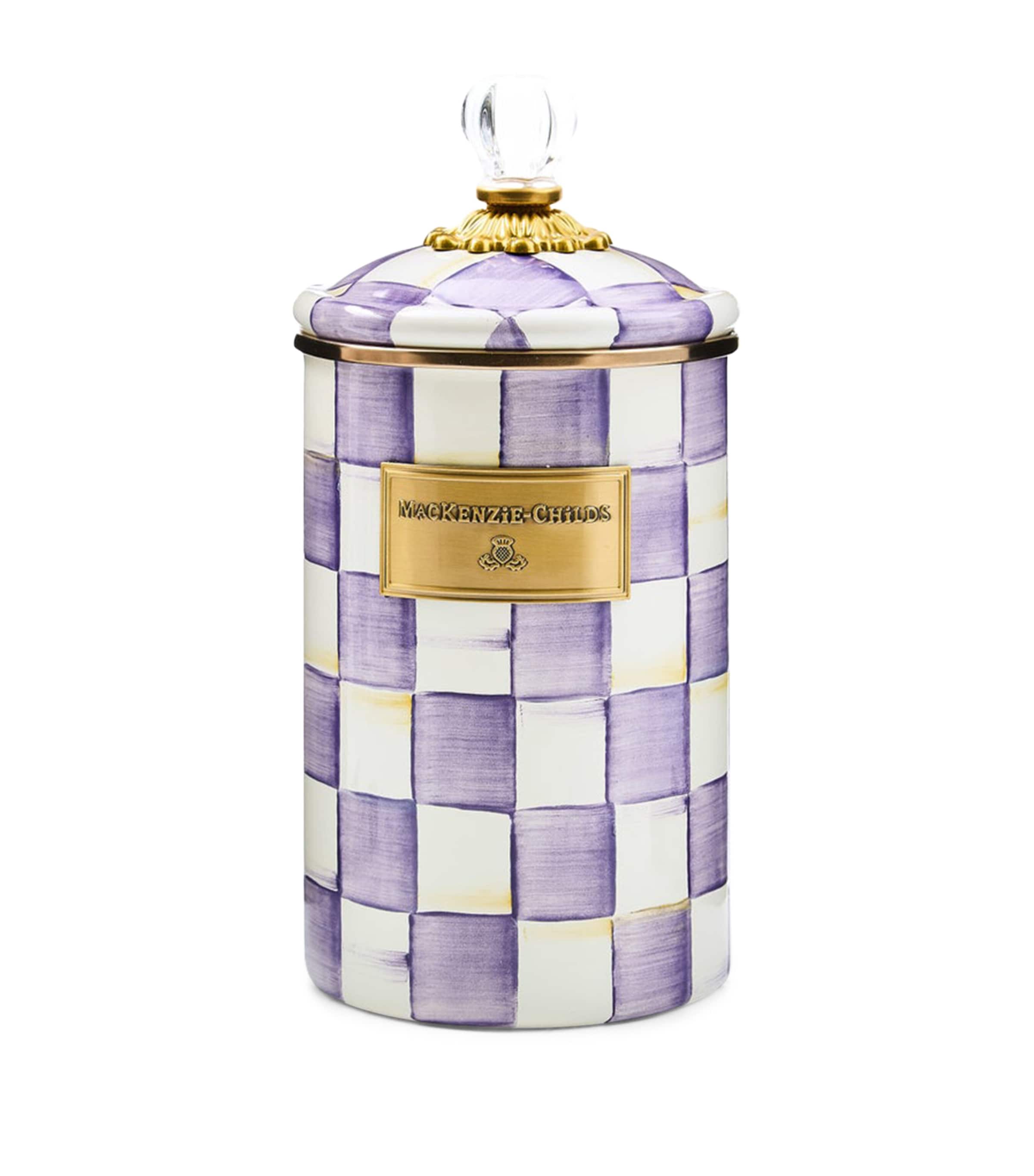 MacKenzie-Childs Large Violet Check Canister (25cm) Violet