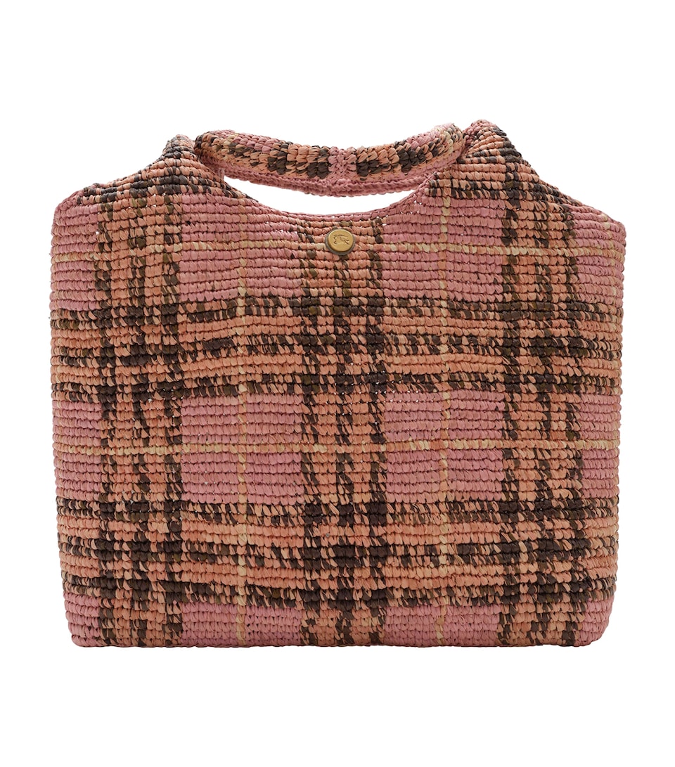 Burberry Raffia Margate Tote Bag Pink