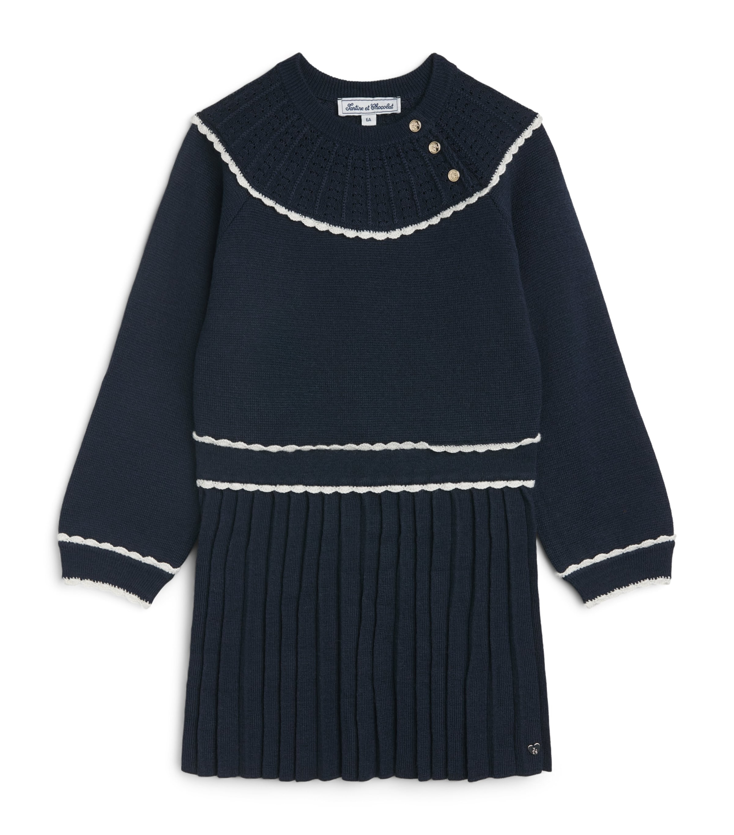 Tartine et Chocolat Wool-Blend Scalloped Dress (2-14 Years)