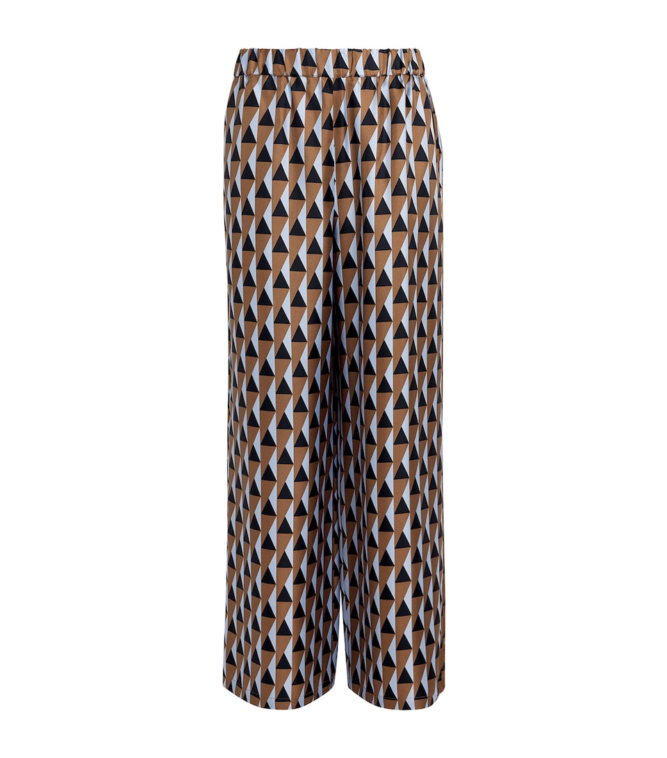 MM Womens Silk Printed Wide-Leg Trousers Brown Bronze