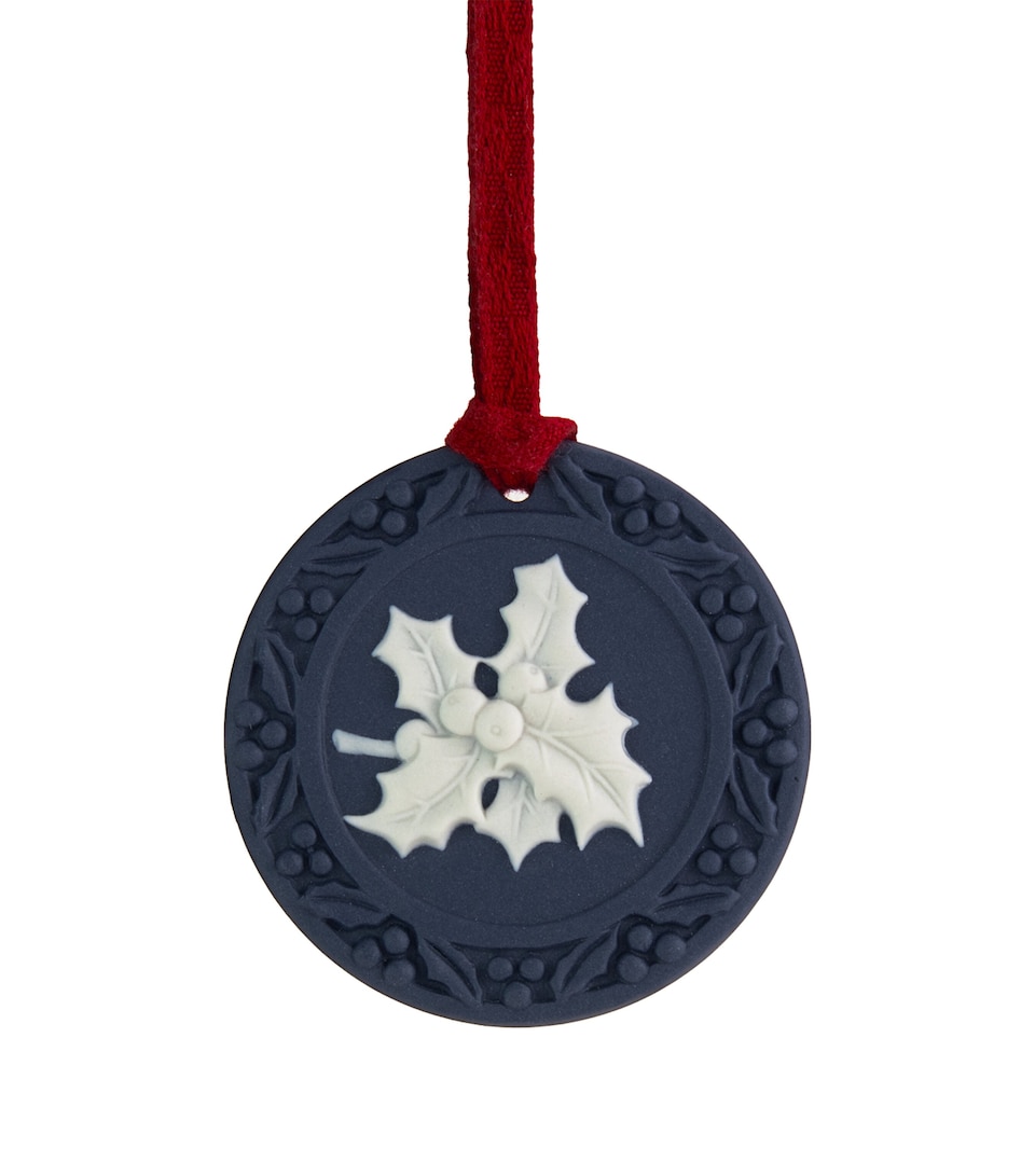 Wedgwood Jasperware Festive Holly Tree Decoration Blue / White