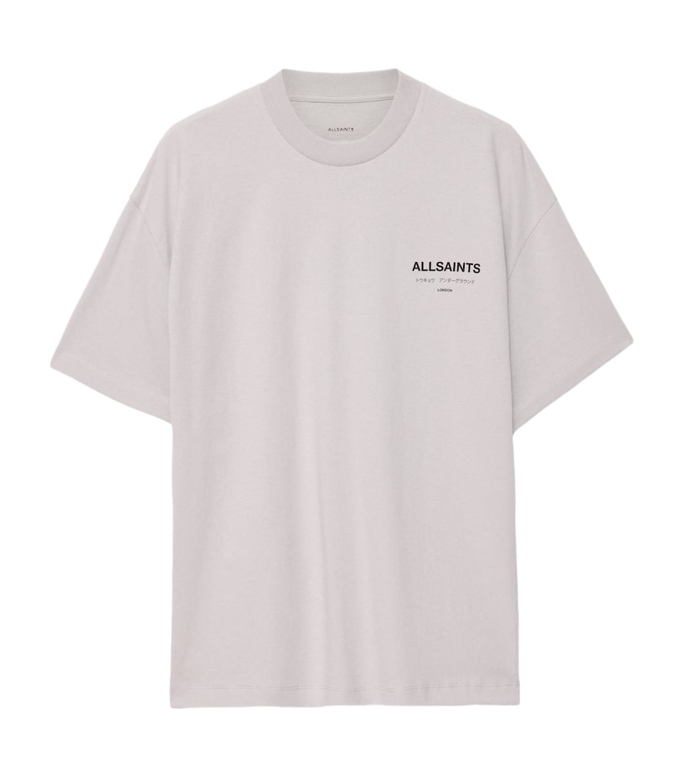 AllSaints Mens Organic Cotton Underground T-Shirt Sky Blue