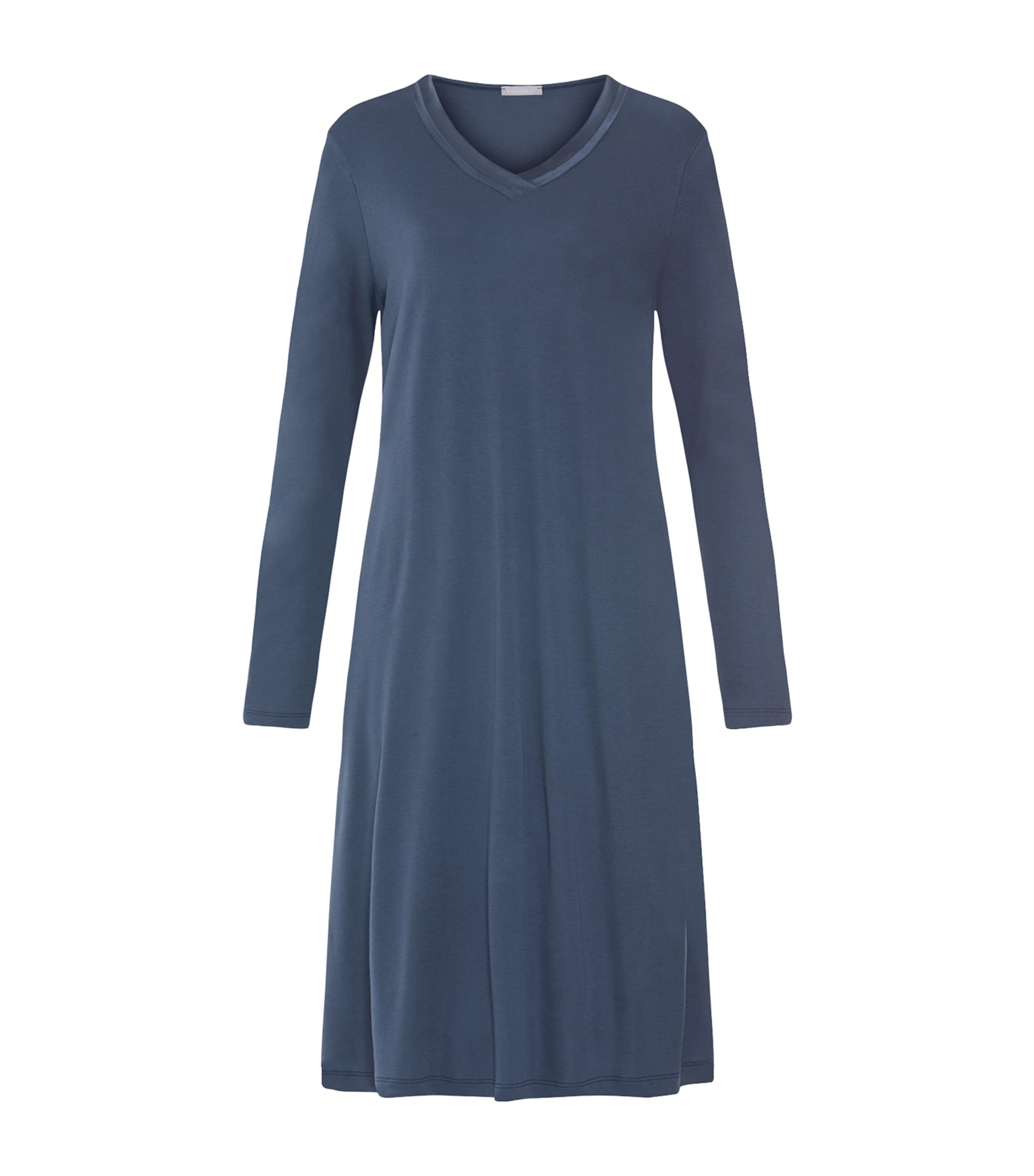 Hanro Womens Tyra Long-Sleeve Nightdress Vintage Indigo