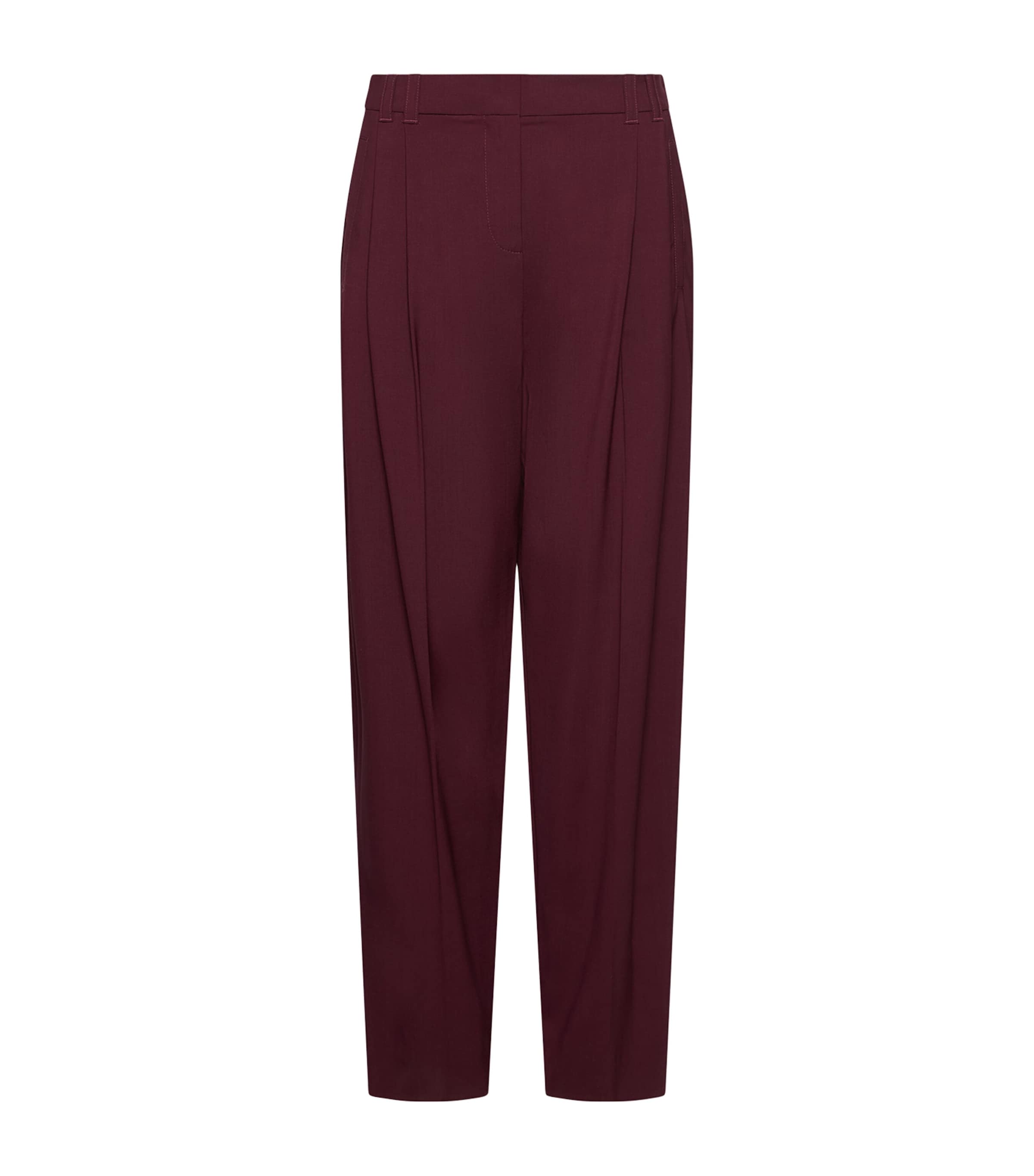 Marella Womens Virgin Wool-Blend Tailored Trousers Bordeaux