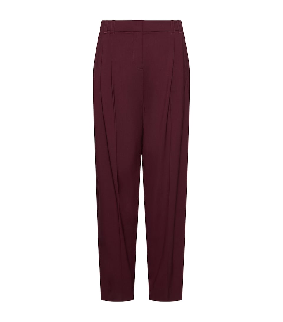 Marella Womens Virgin Wool-Blend Tailored Trousers Bordeaux