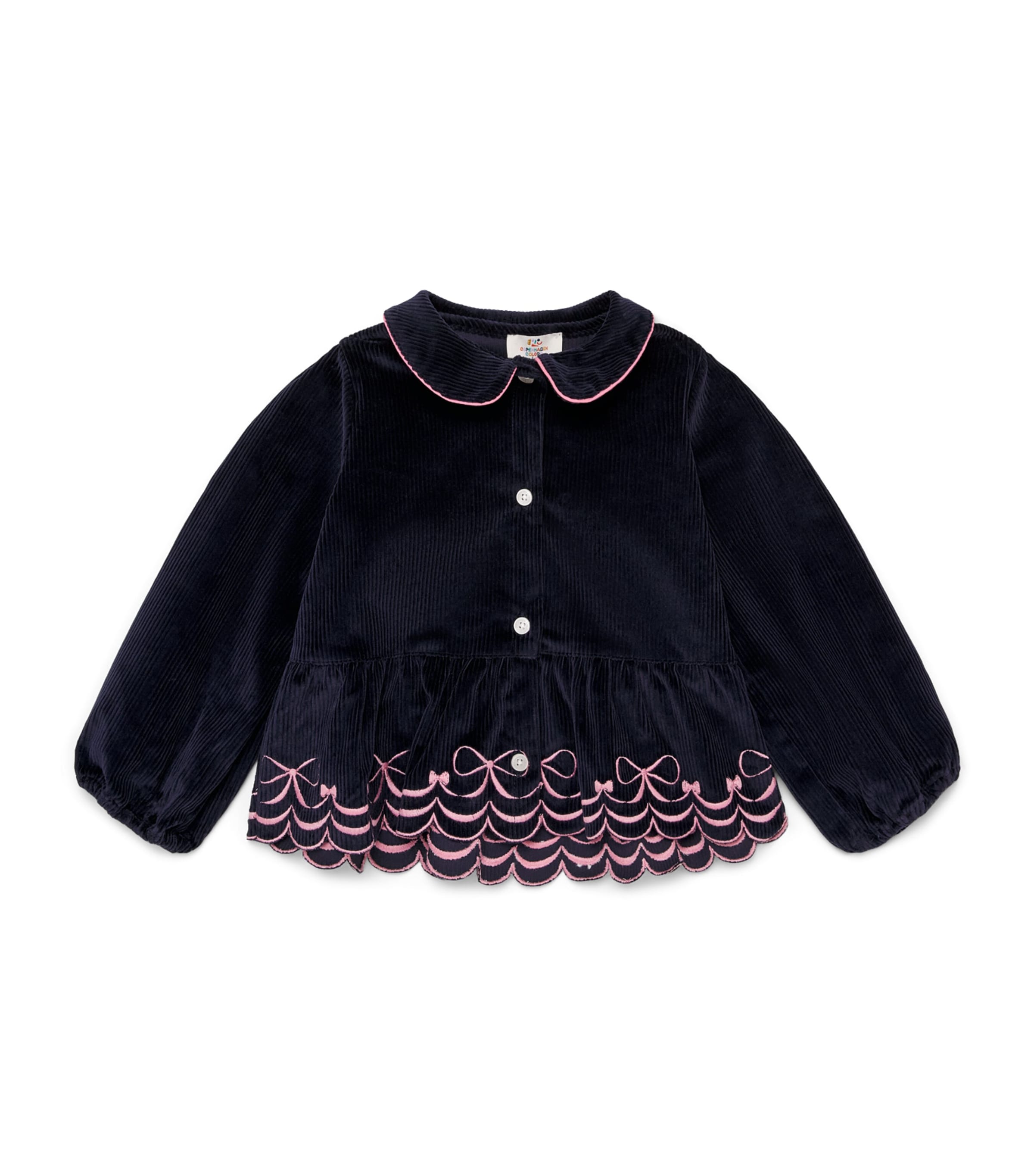 Copenhagen Colors Corduroy Embroidered Blouse (2-8 Years) Navy