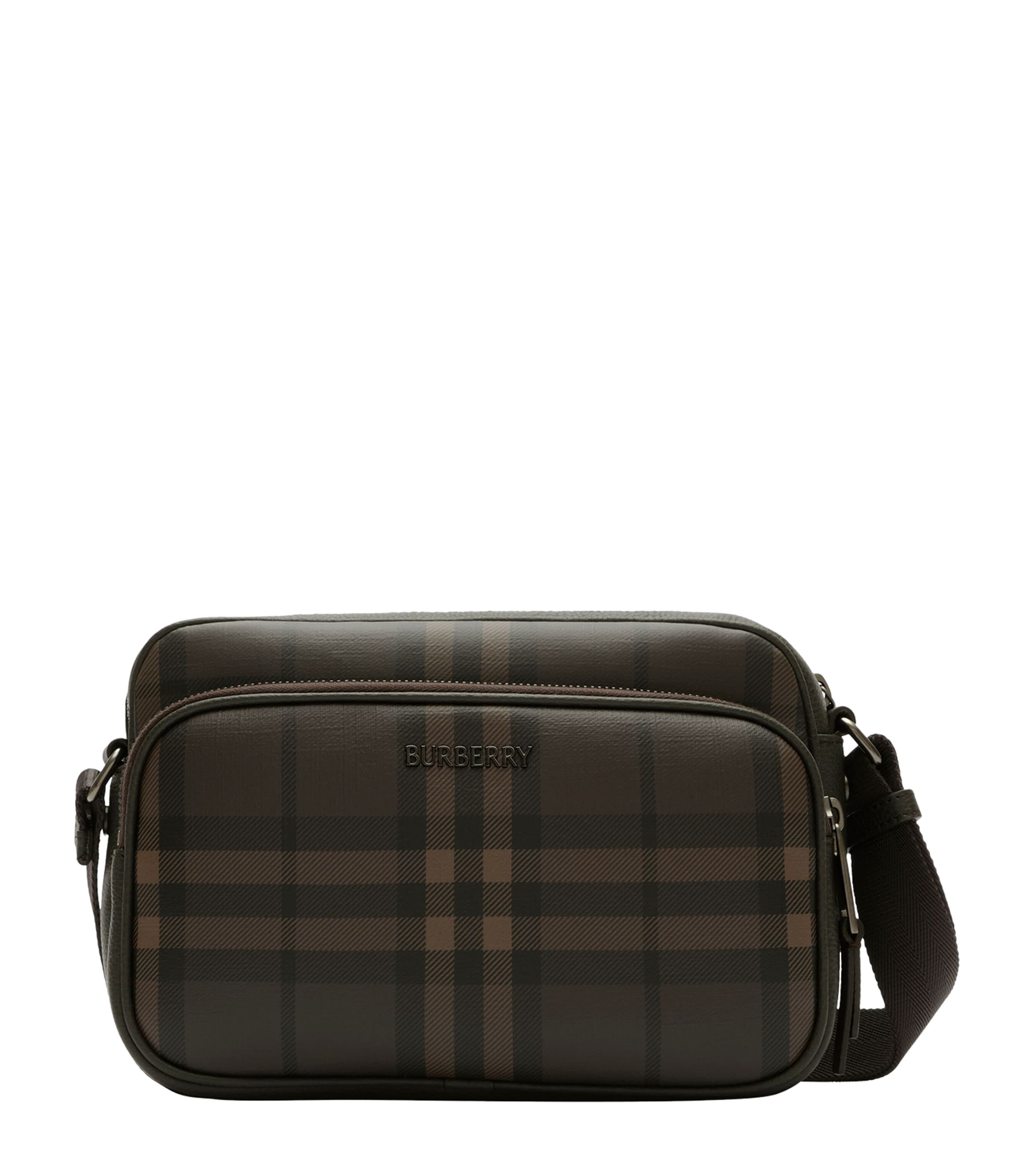 Burberry City Check Pocket Cross-Body Bag Dark Brown