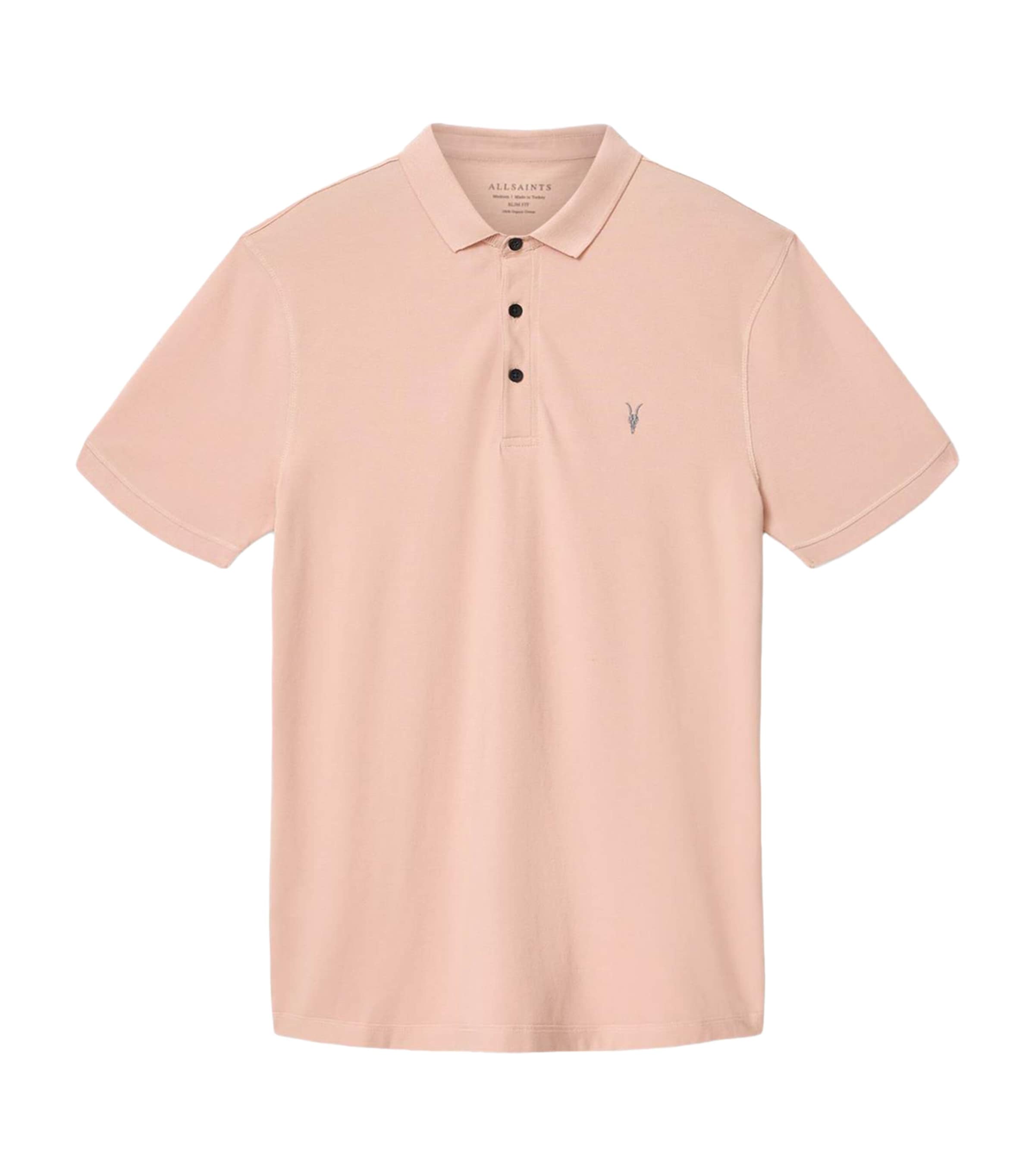 AllSaints Mens Organic Cotton Reform Polo Shirt Blushed Pink