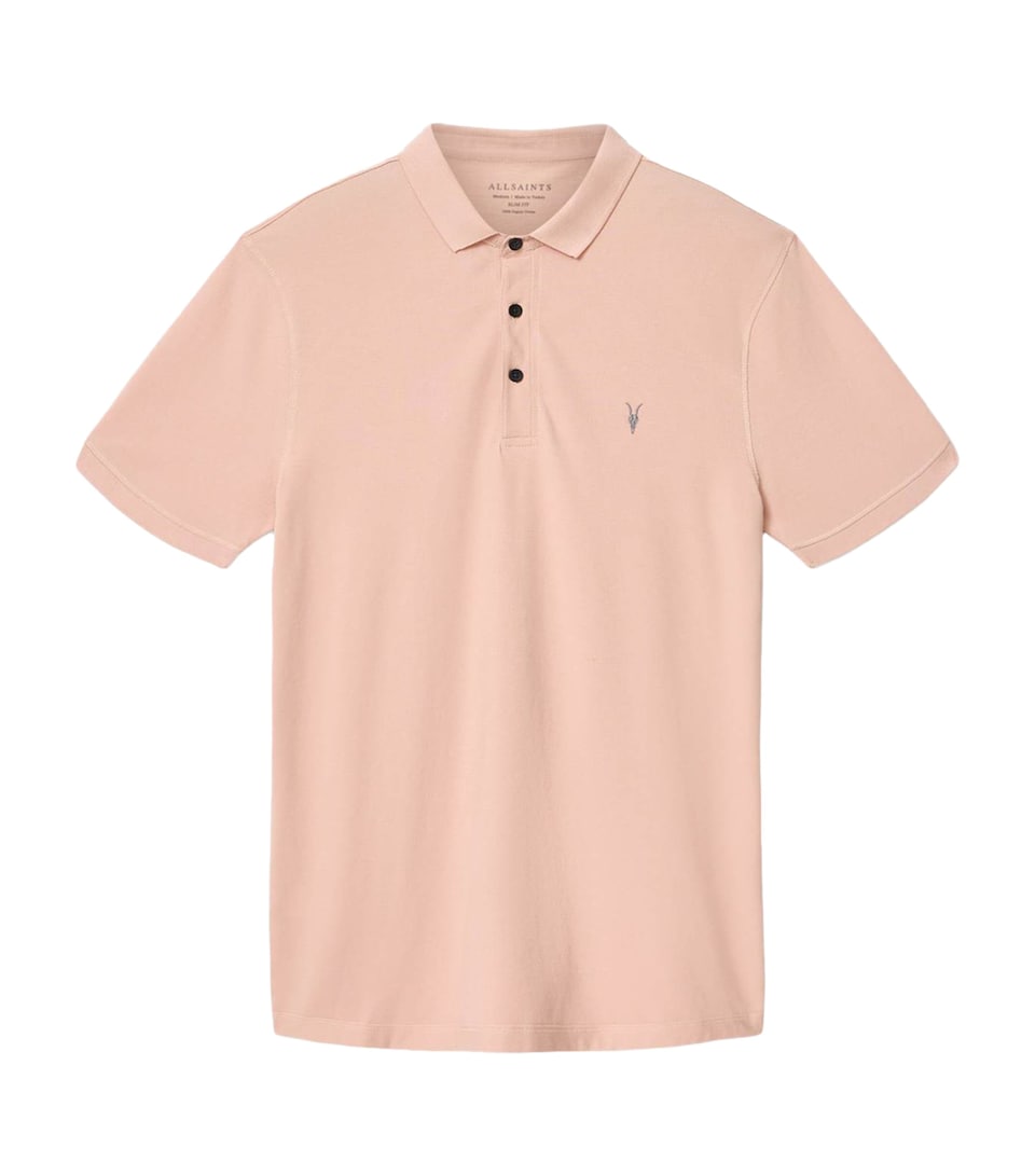 AllSaints Mens Organic Cotton Reform Polo Shirt Blushed Pink