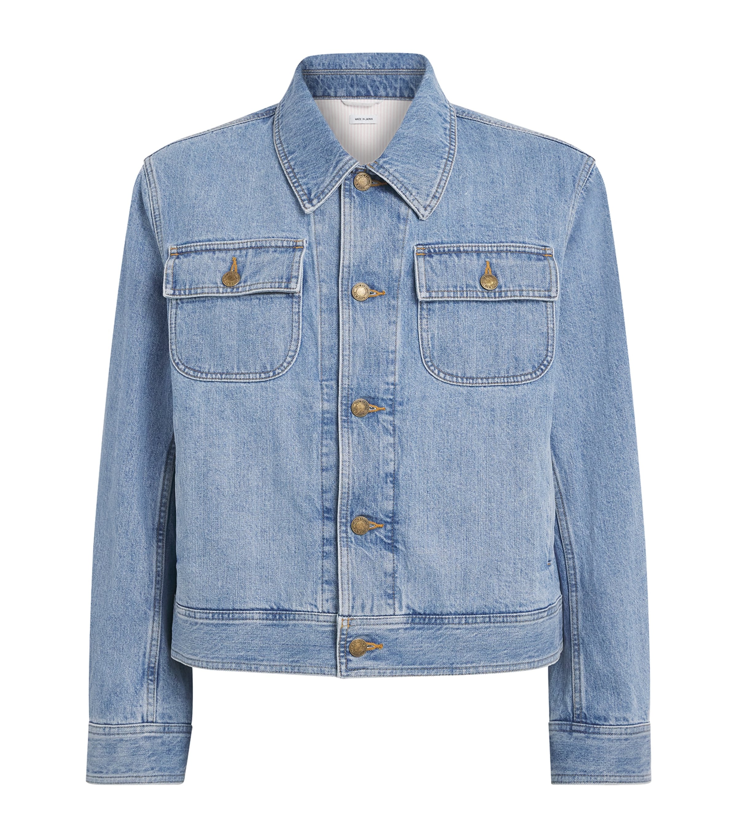 Thom Browne Mens Selvedge Denim Backstrap Utility Jacket Light Blue