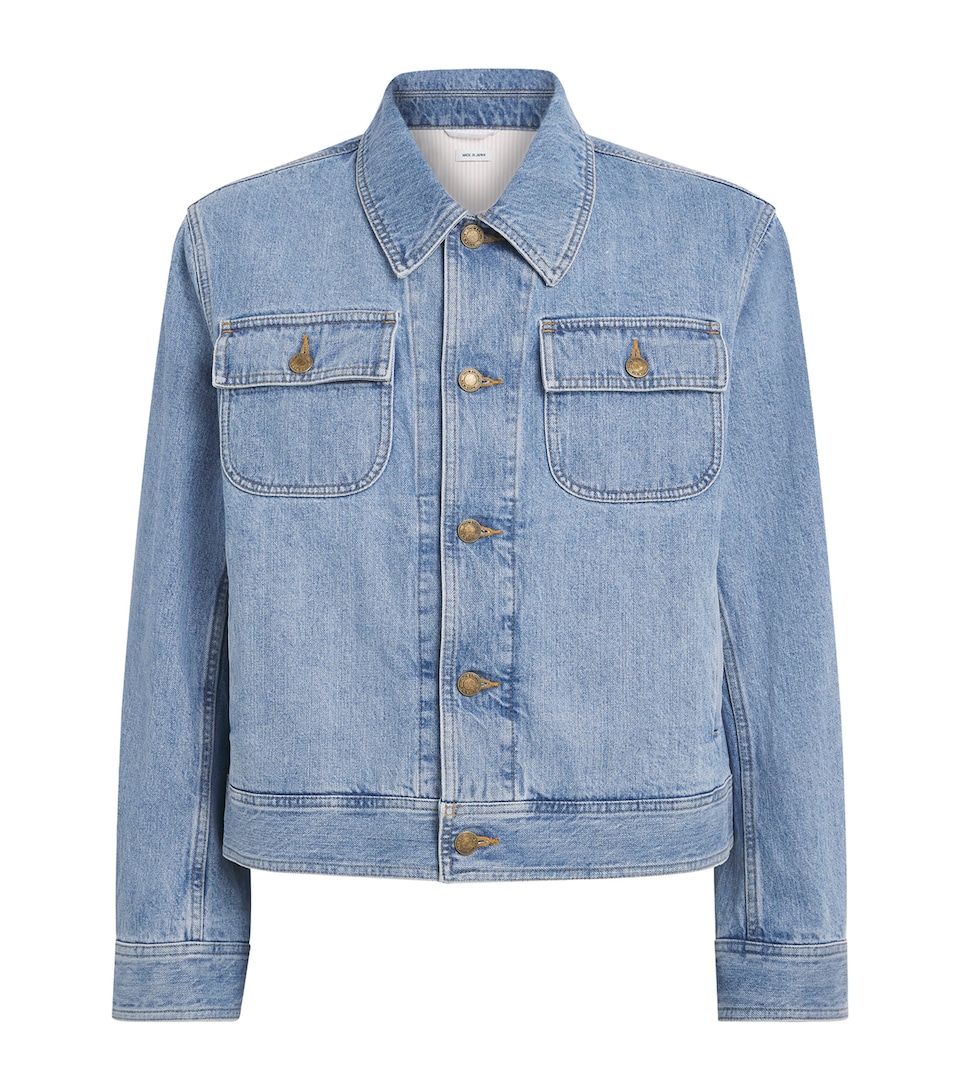 Thom Browne Mens Selvedge Denim Backstrap Utility Jacket Light Blue