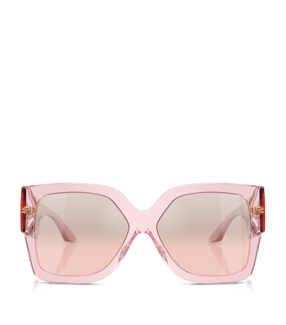 Versace Crystal-Embellished Rectangle Sunglasses Pink