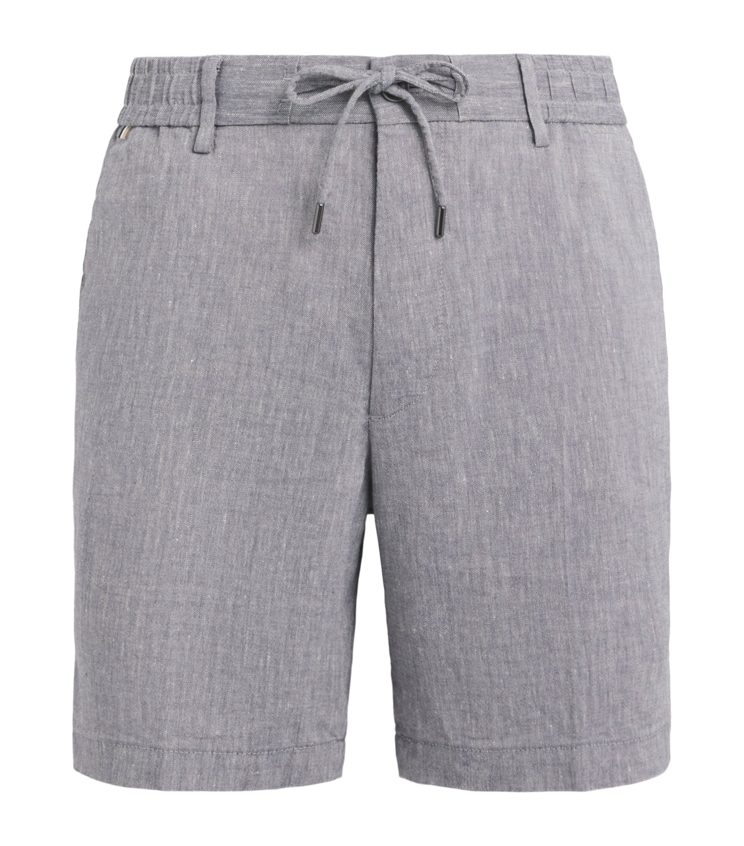 BOSS Mens Linen-Blend Drawstring Shorts Open Blue