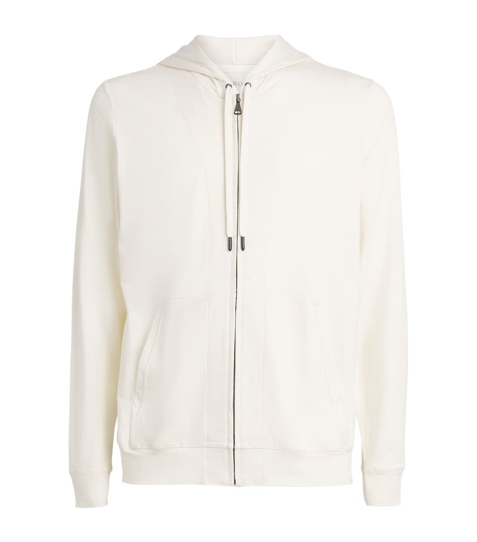 Derek Rose Mens Micromodal Zip-Up Hoodie Bei