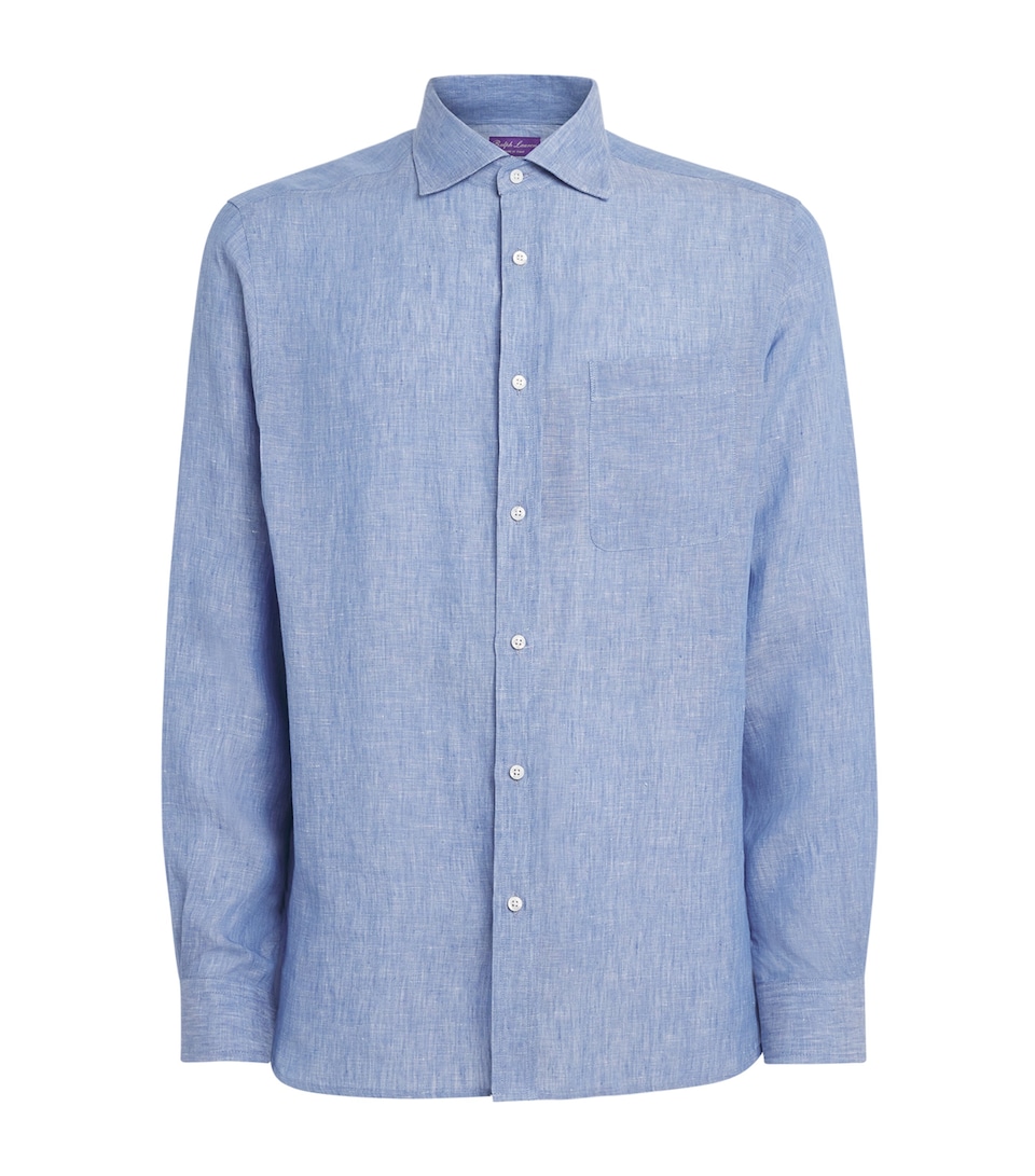 Ralph Lauren Purple Label Mens Linen Chambray Shirt Infinity Blue