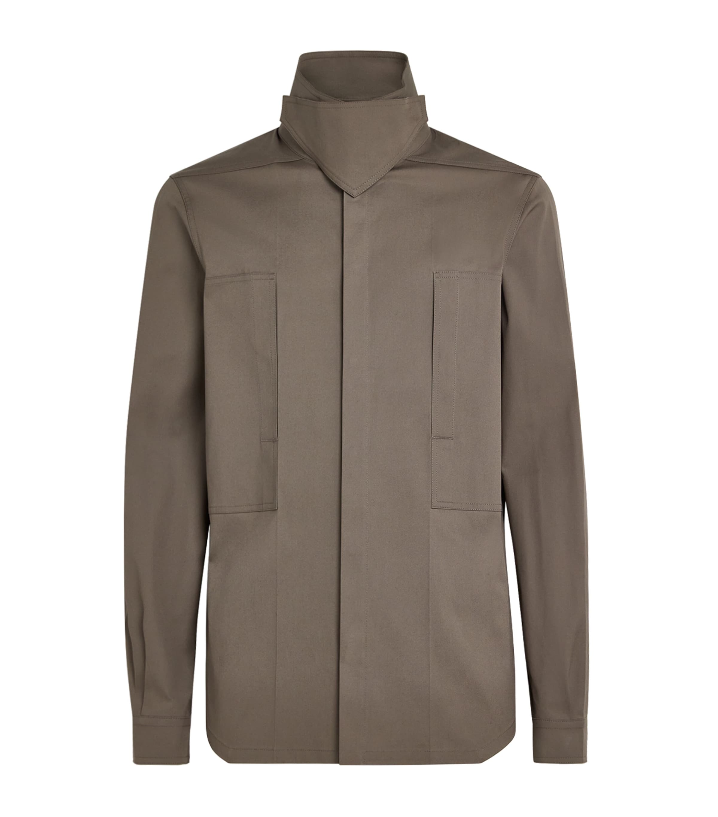 Rick Owens Mens High-Neck Overshirt Dust