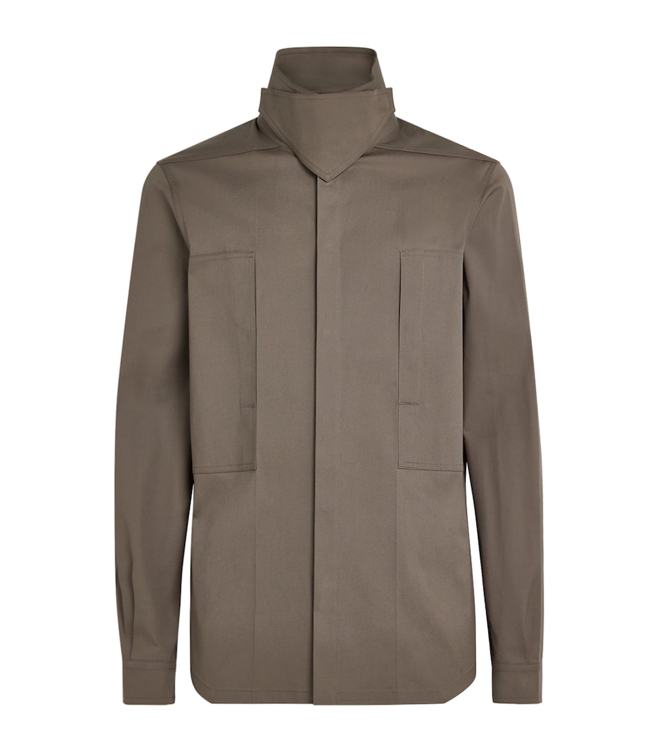 Rick Owens Mens High-Neck Overshirt Dust