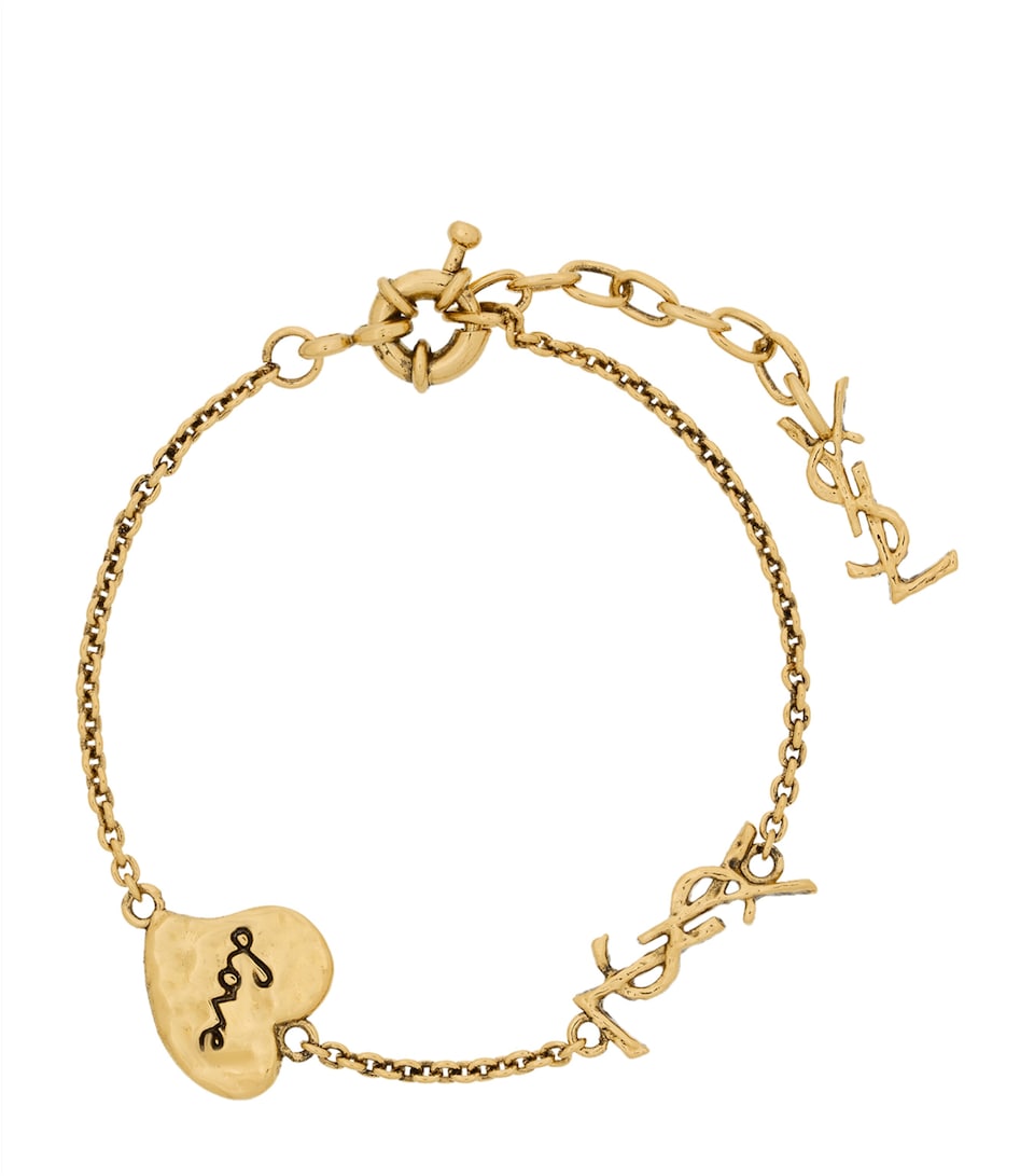 Saint Laurent Engraved Heart Chain Bracelet