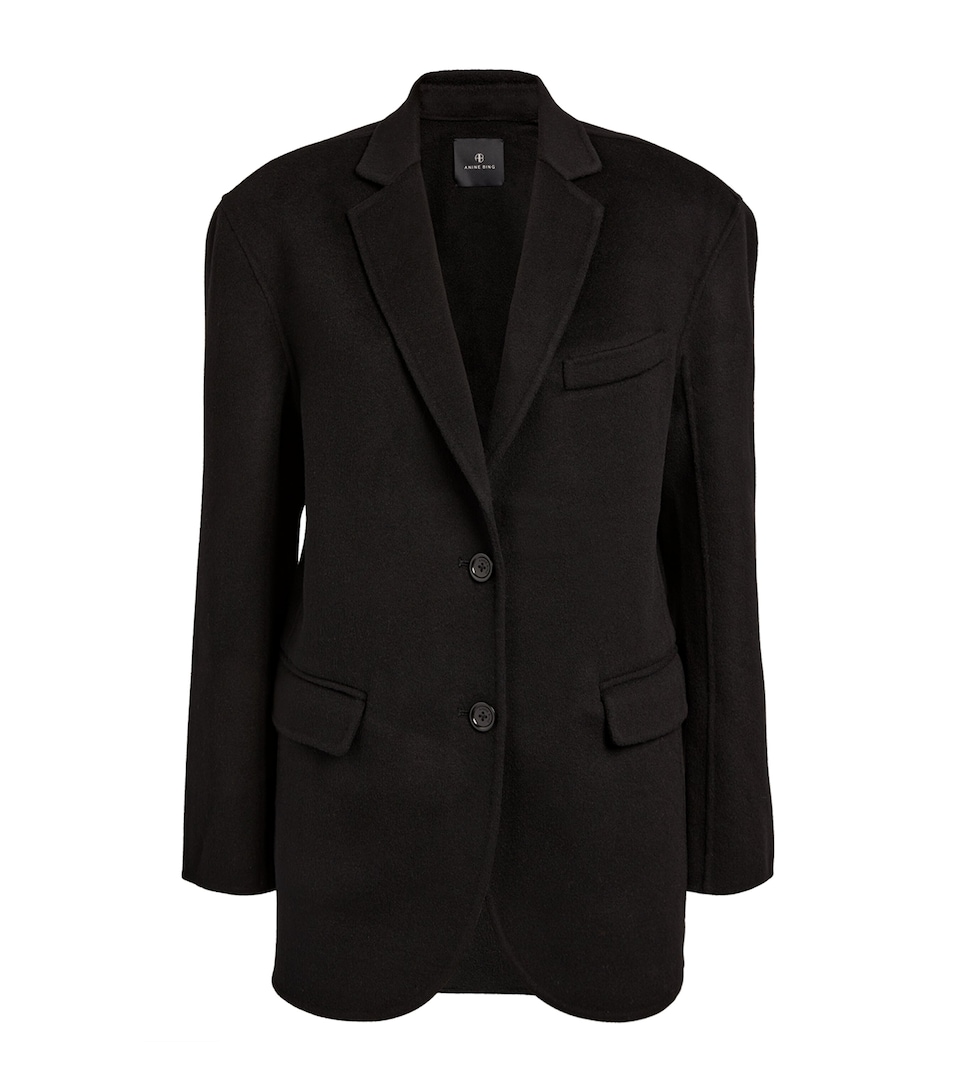 ANINE BING Womens Wool Quinn Blazer Black