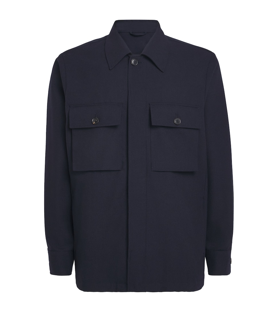 Paul Smith Mens Worsted Wool Overshirt Dark Navy
