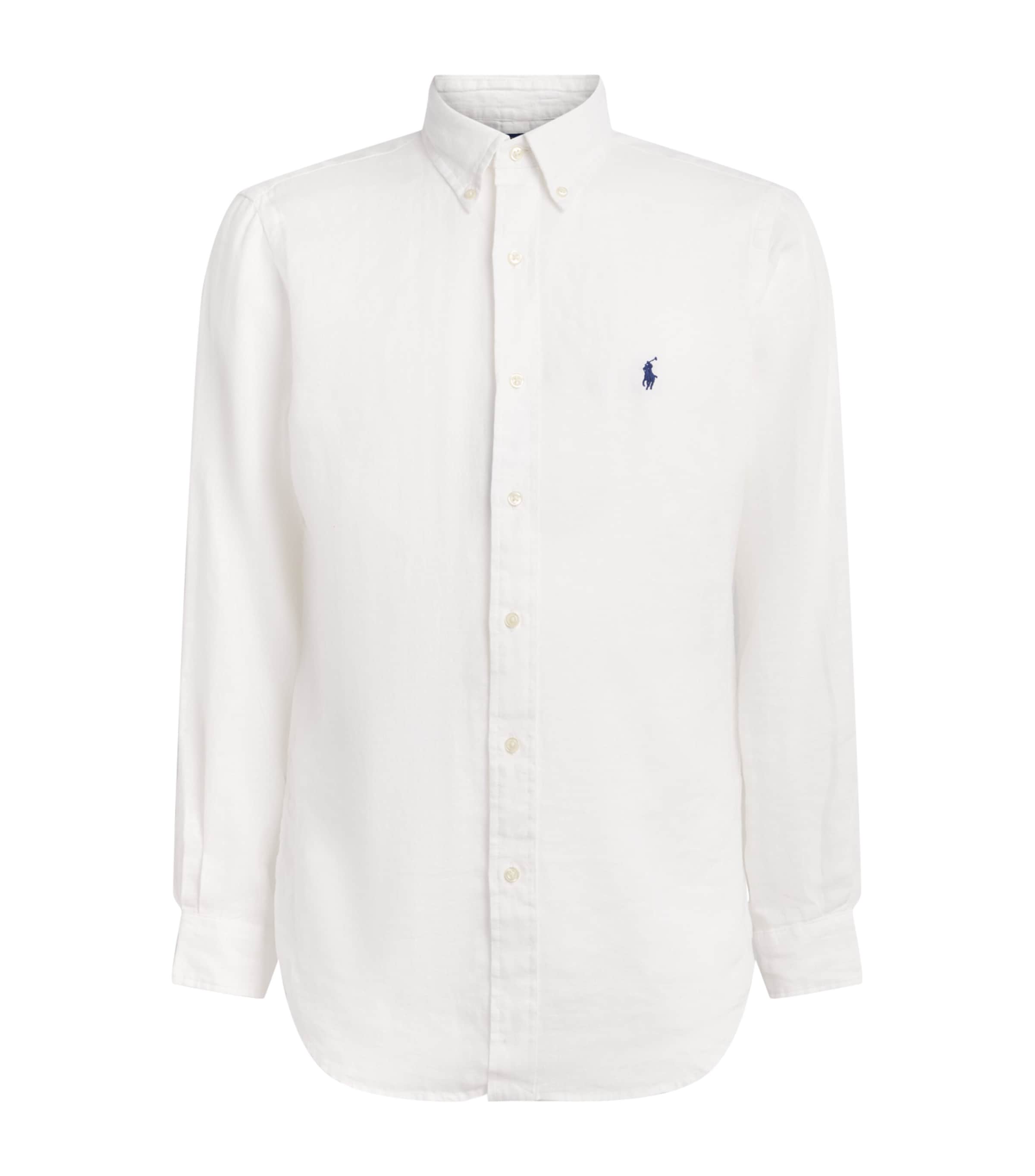 Polo Ralph Lauren Mens Linen Custom-Fit Shirt White